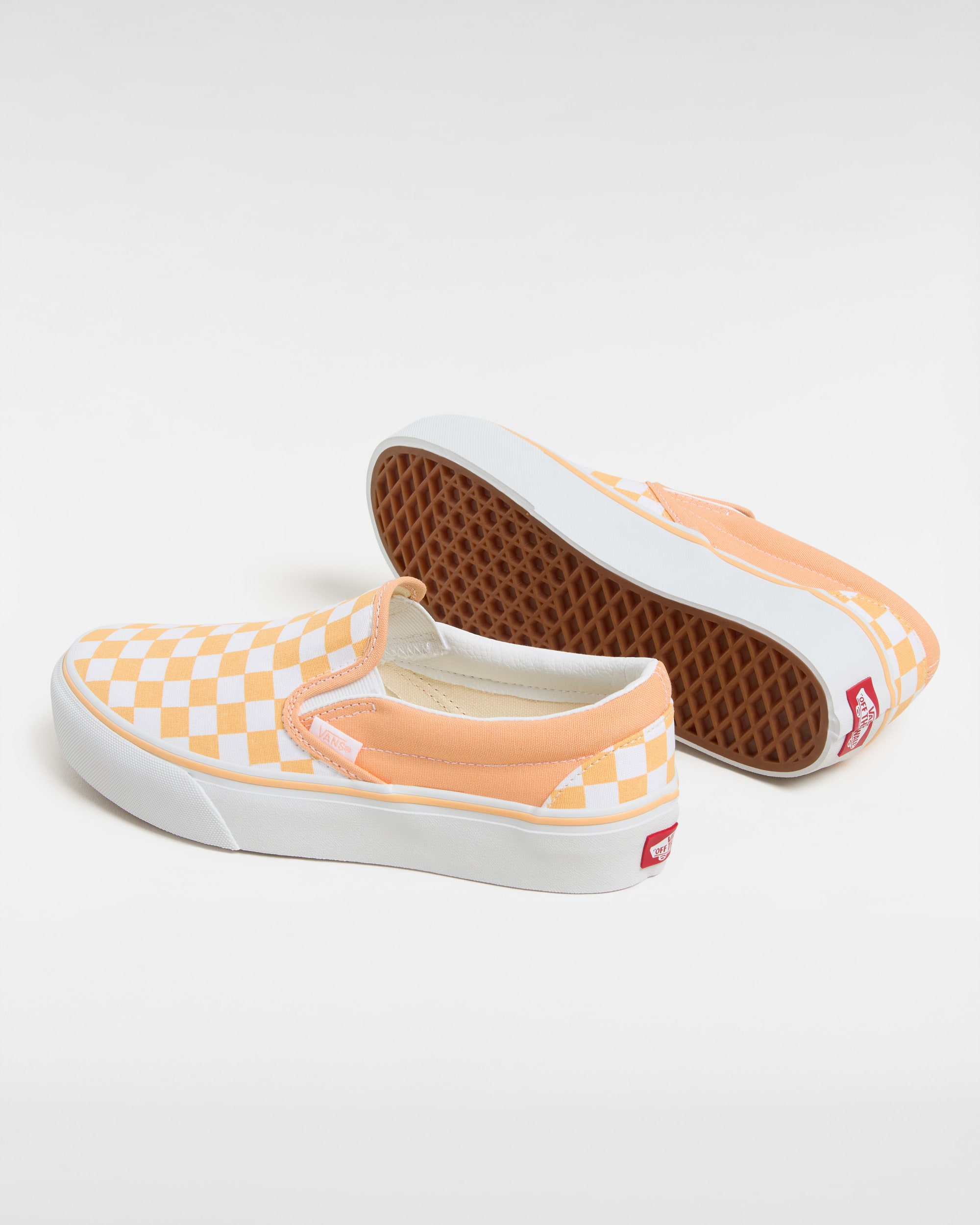 Checkerboard Classic SlipOn Platform Shoes VANS Orange ALT2