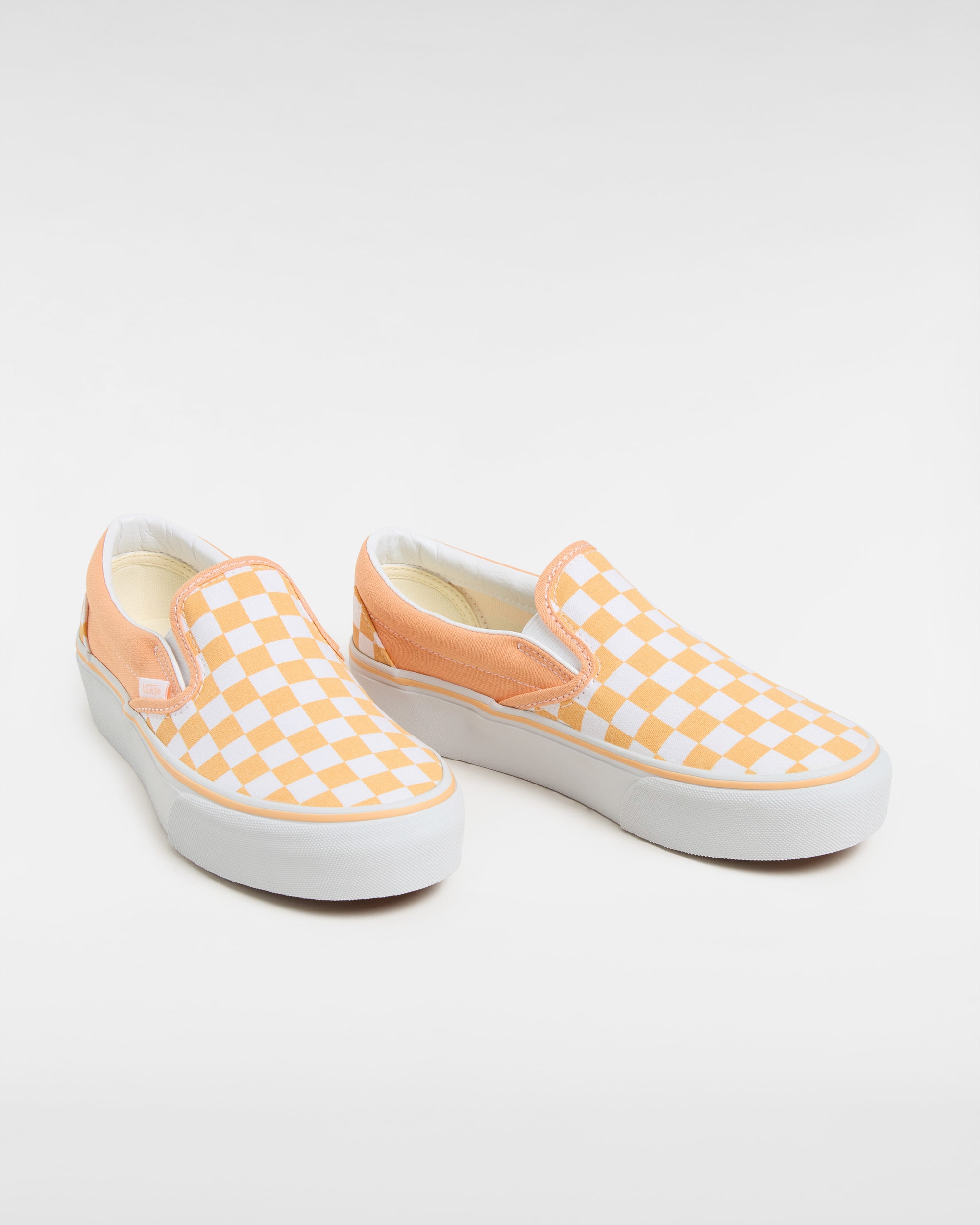 Checkerboard Classic SlipOn Platform Shoes VANS Orange ALT1