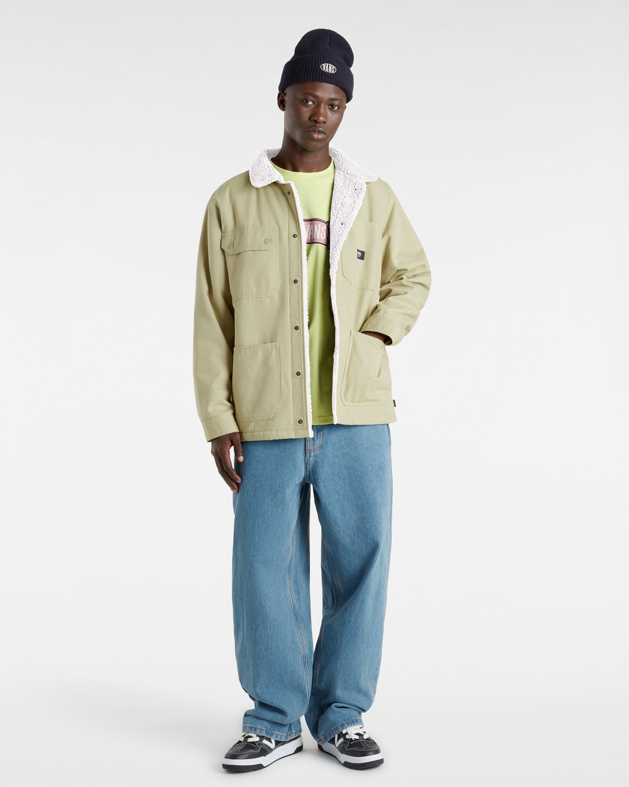 Drill Chore Coat Sherpa Jacket in Beige| Vans UK