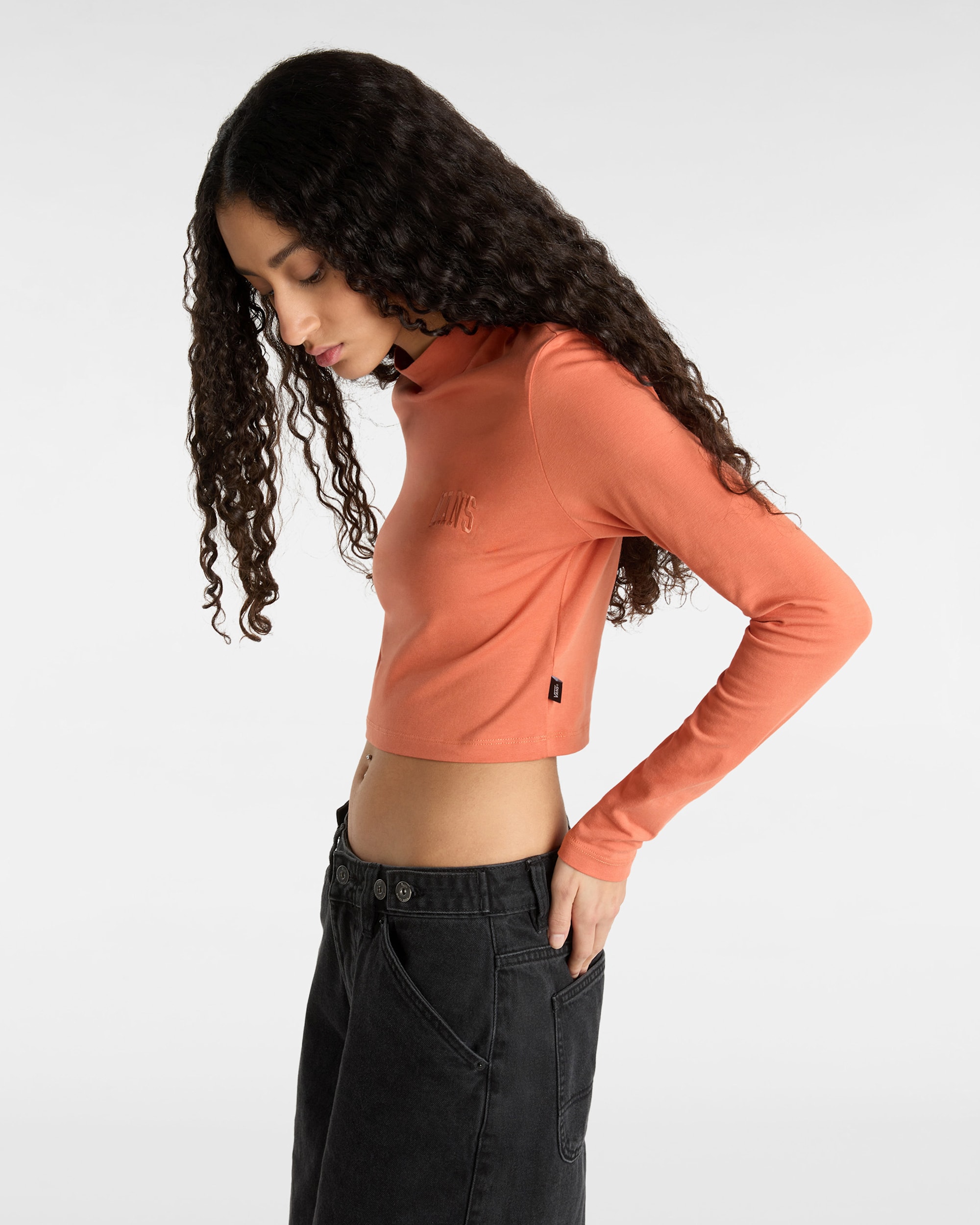 Mini Mock Neck Long Sleeve TShirt VANS Orange ALT2