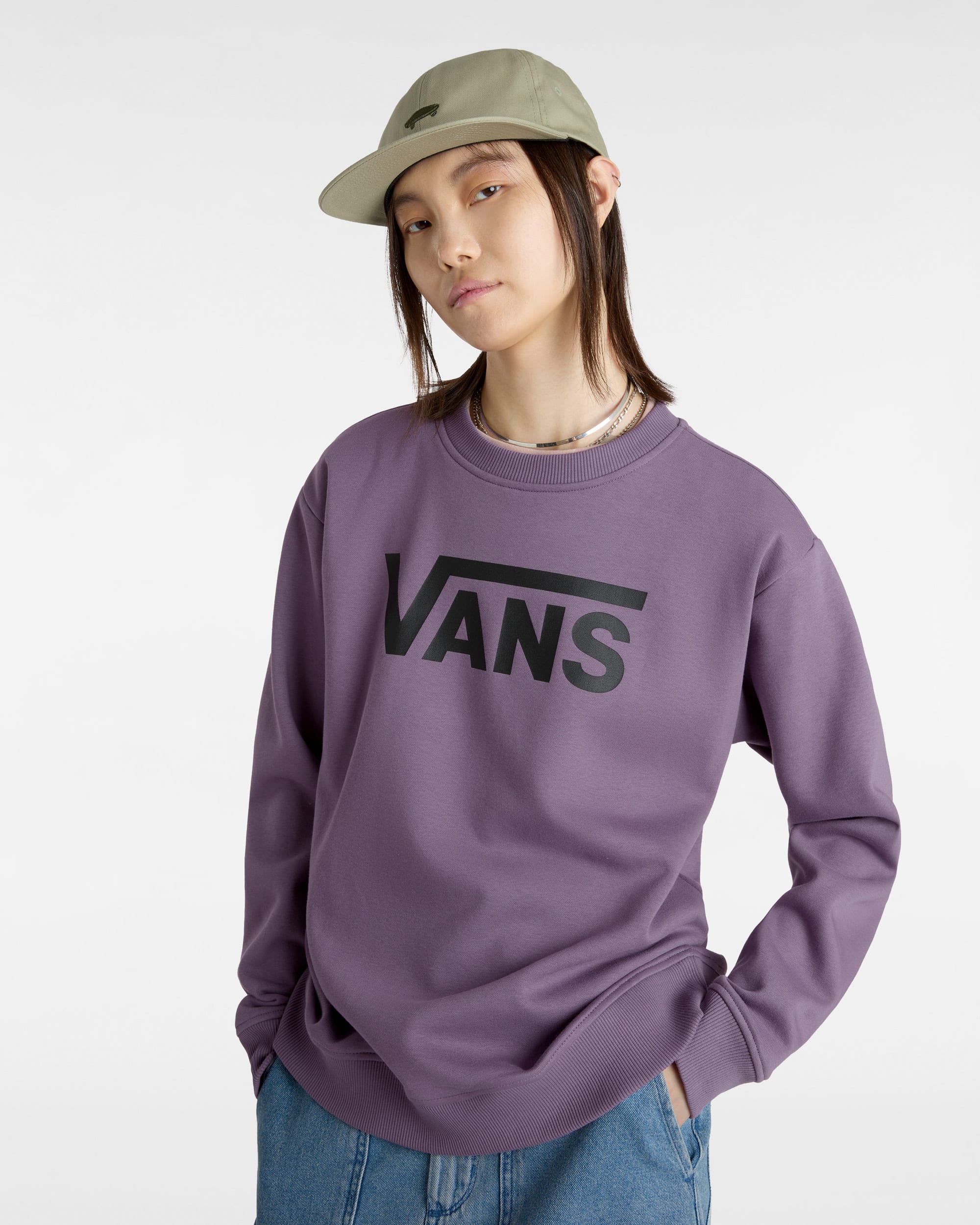Sweat Classic V Boyfriend Fit Crew VANS Violet ALT2