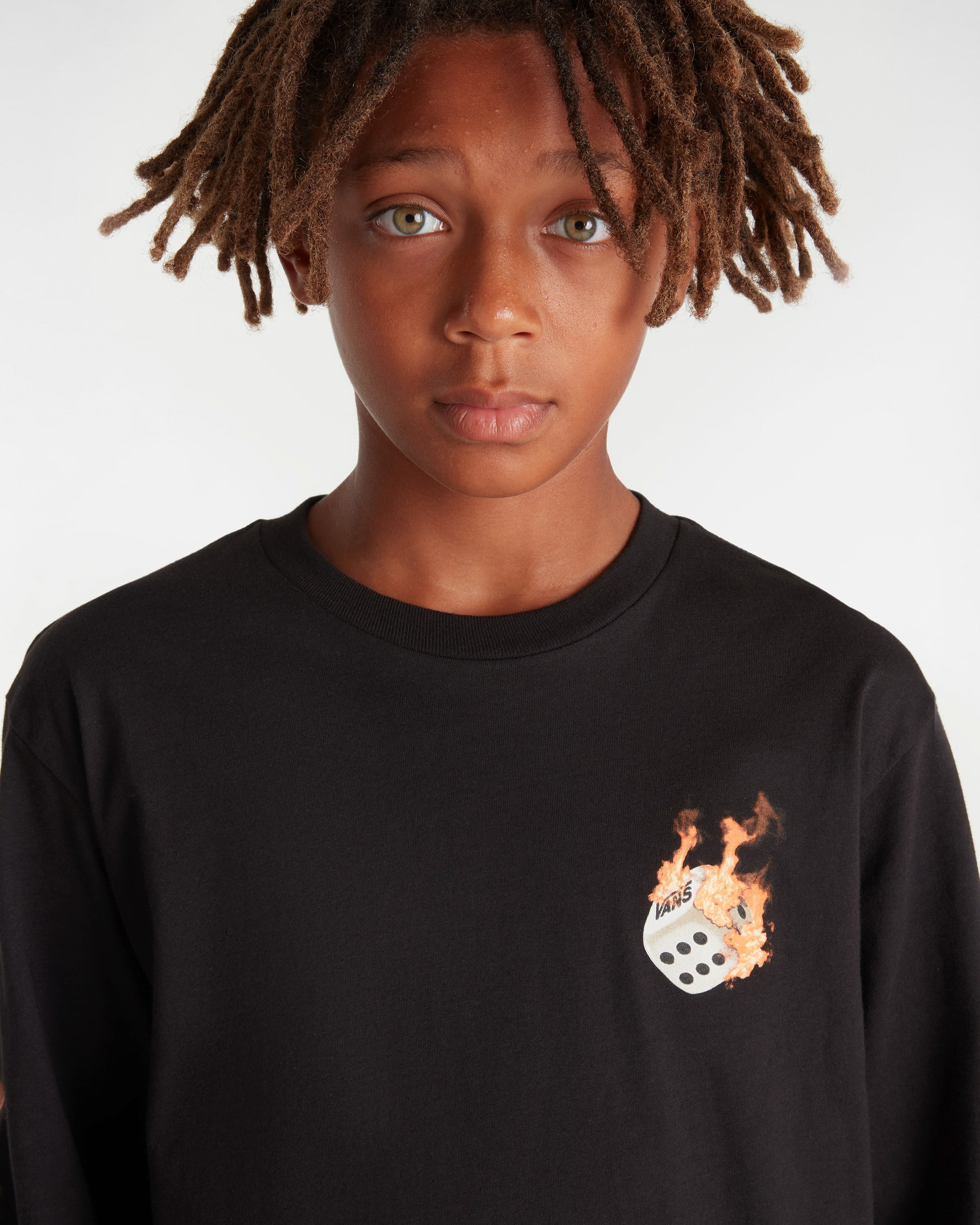 Kids High Roller Long Sleeve TShirt 814 Years VANS Black ALT5