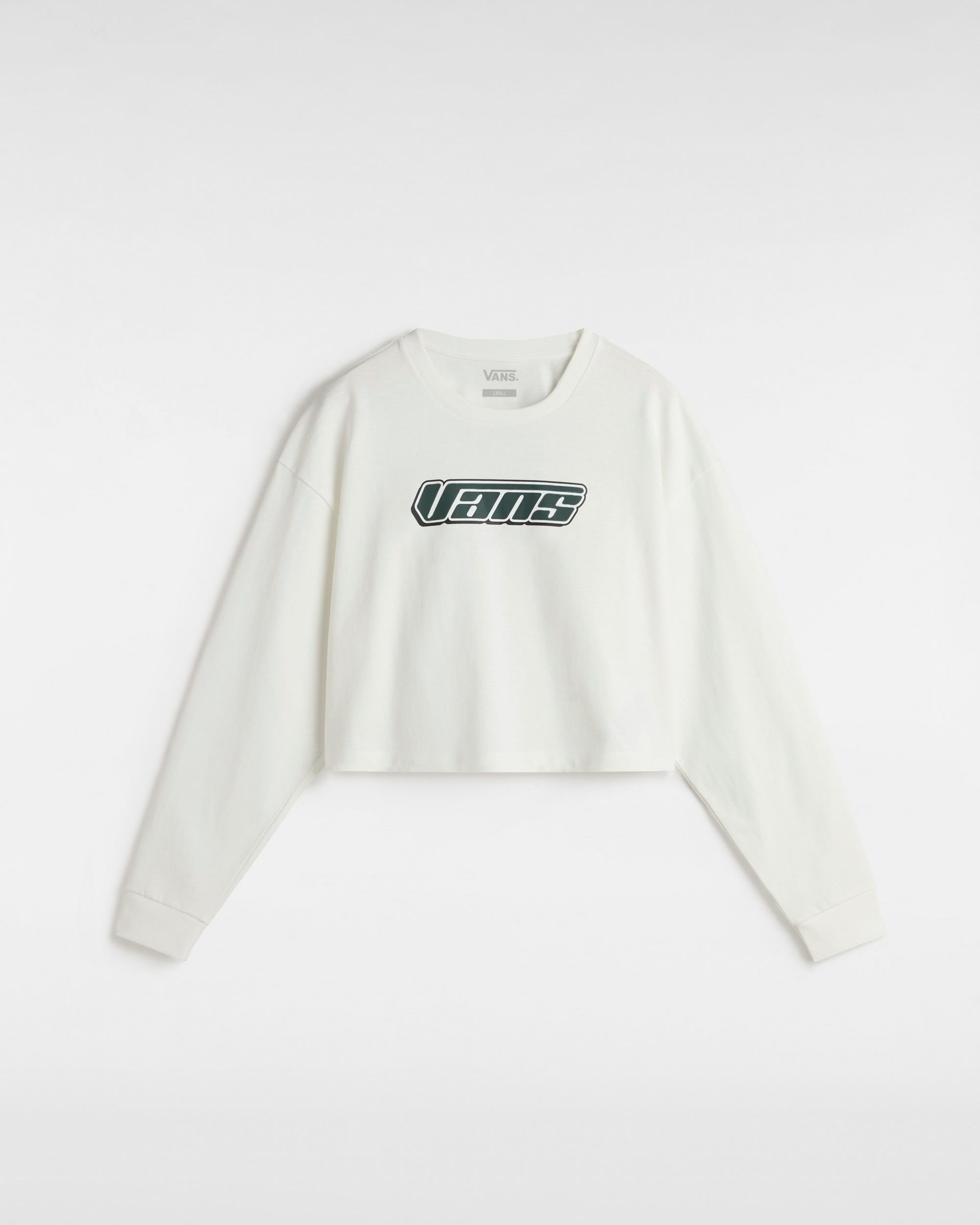 Retro V Hook and Loop Relaxed Long Sleeve Crop TShirt VANS White HERO