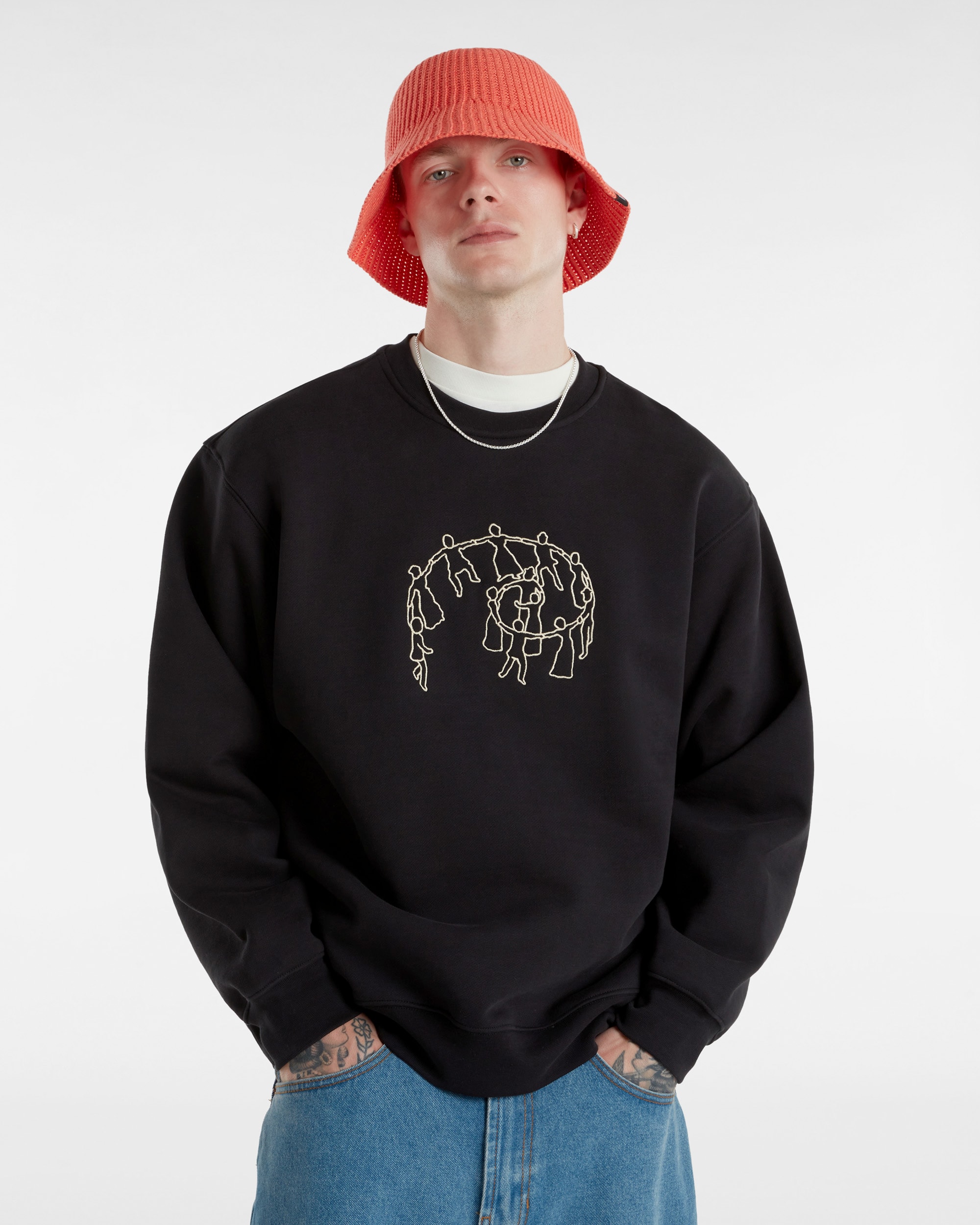 Skate Hold Hands Pullover Sweatshirt VANS Black ALT2