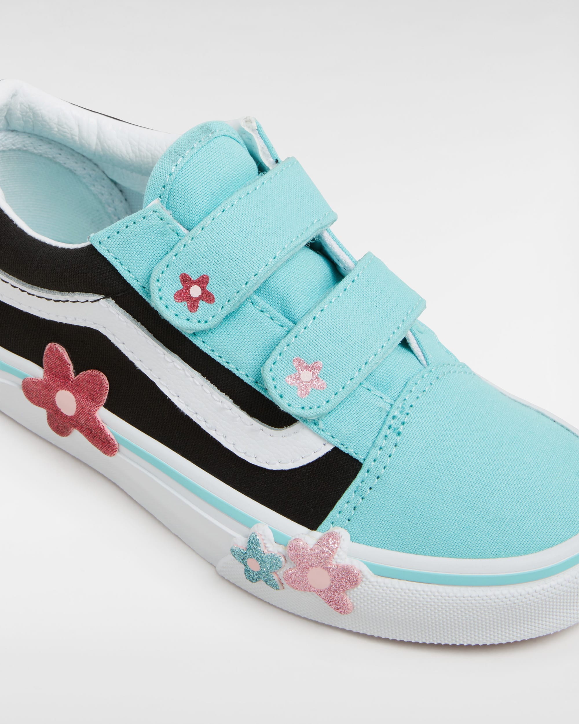 Kids Old Skool Hook and Loop Glitter Shoes 48 years VANS Multicolour ALT3