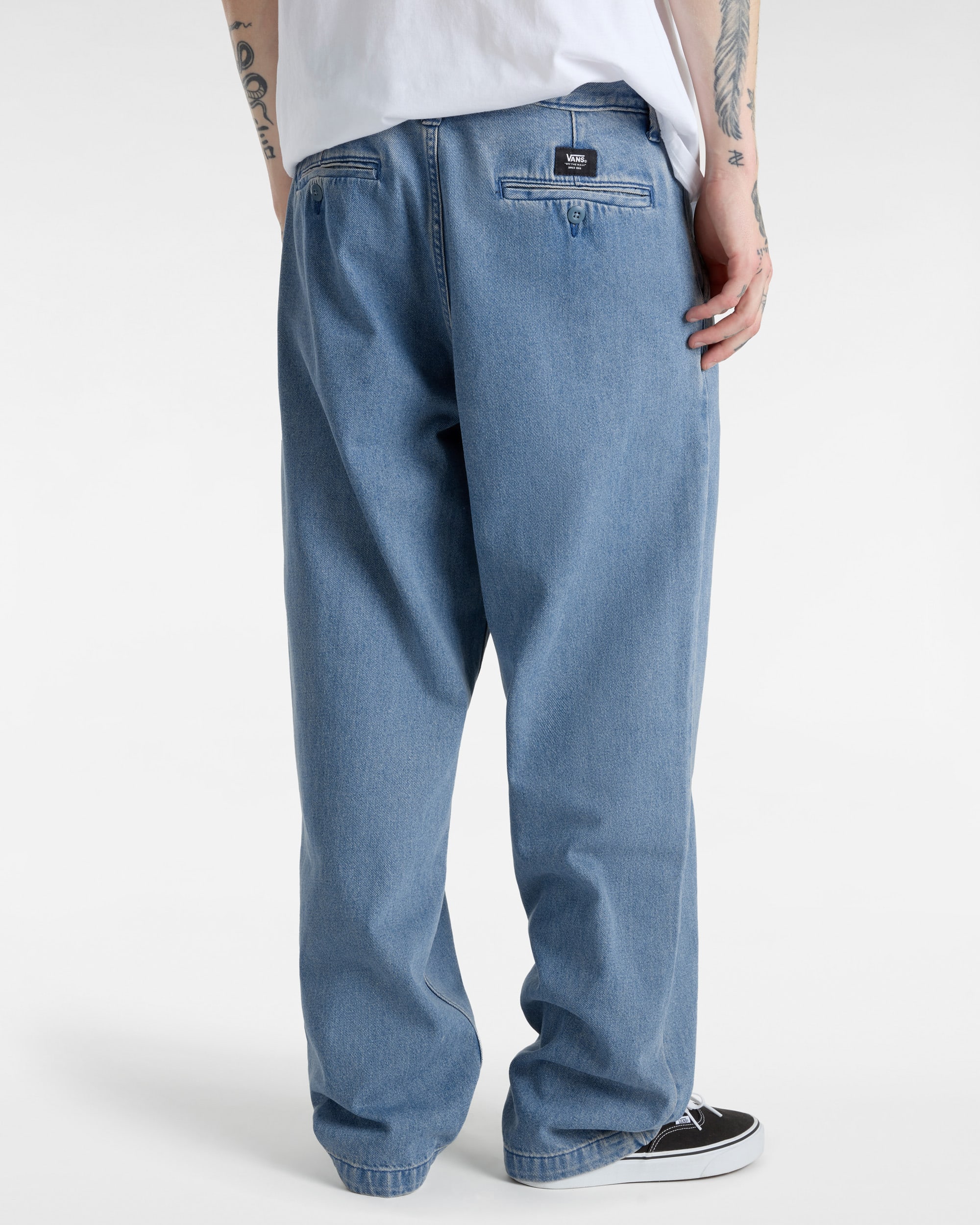 Pantalon chino en denim pliss fusel Authentic VANS Bleu ALT3