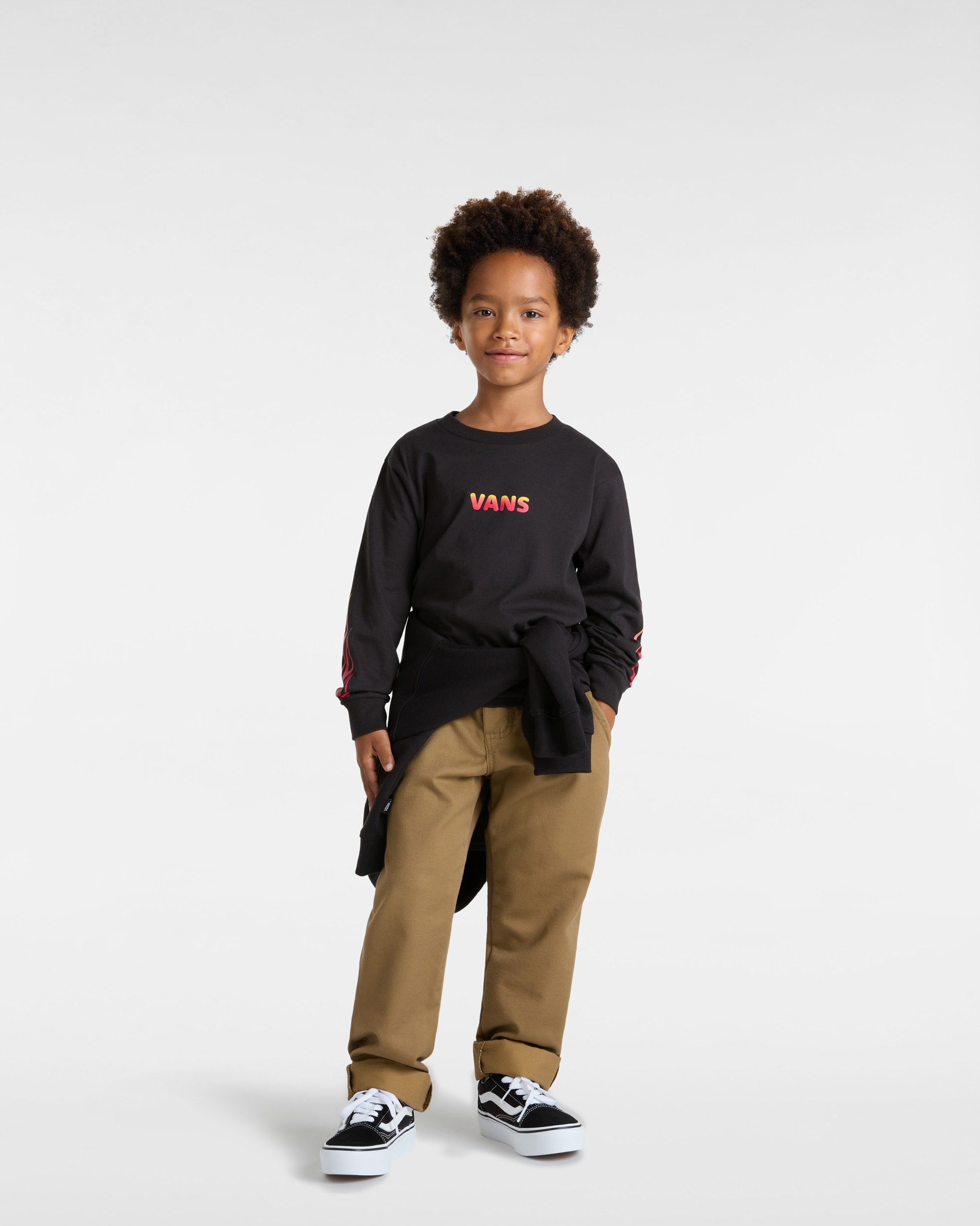 Little Kids Flame Thrower Long Sleeve TShirt 28 Years VANS Black ALT5