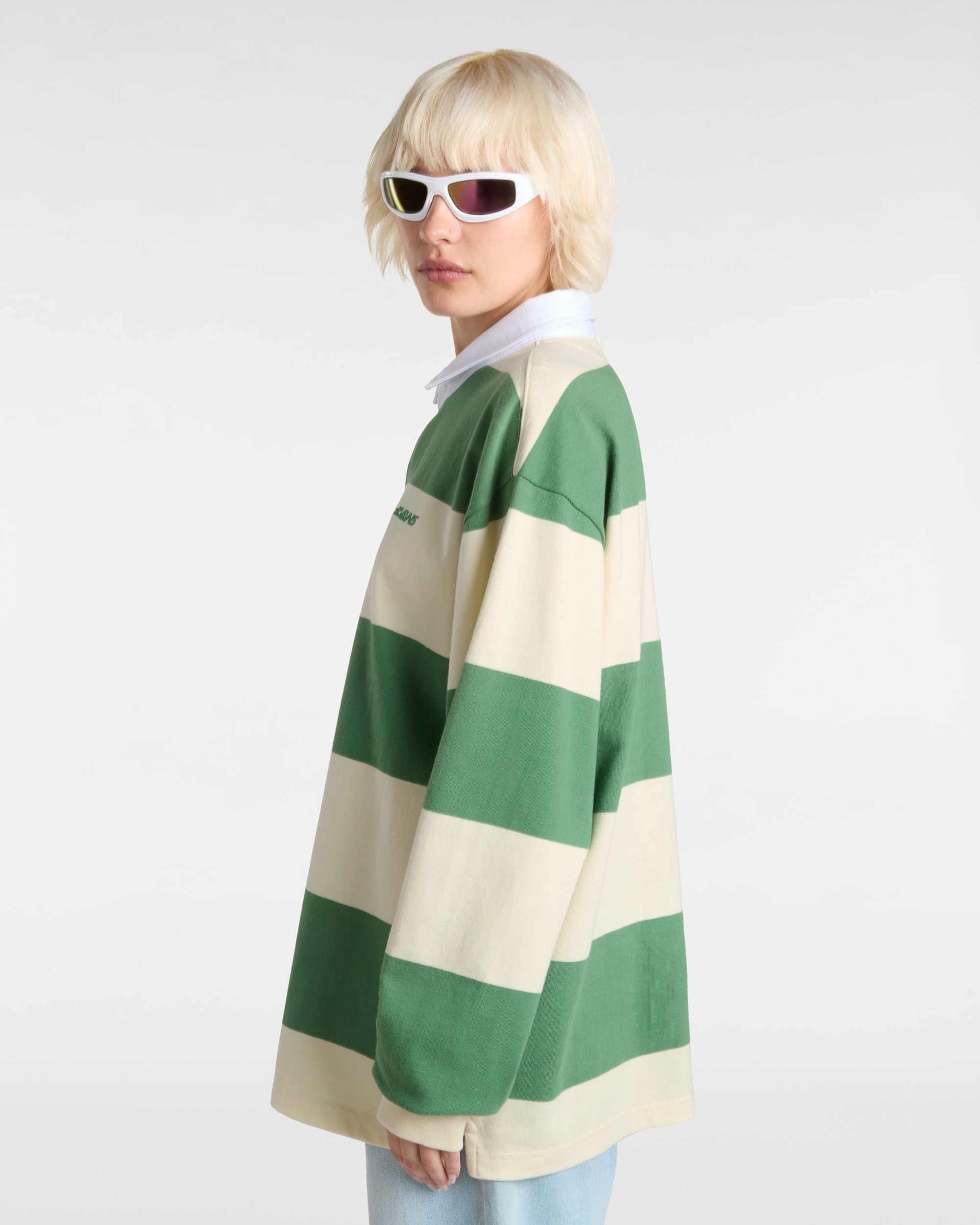 Polo de rugby en maille  rayures Ward VANS Vert ALT7