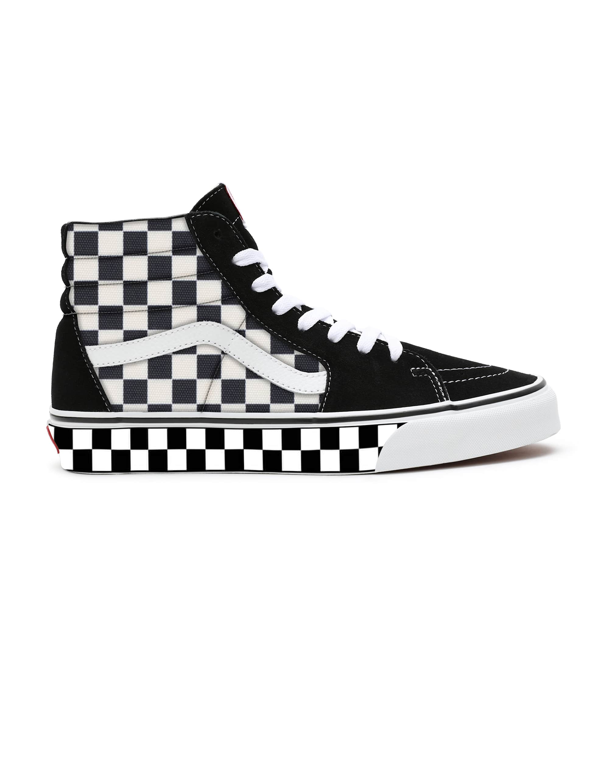 Personalisierbare Checkerboard Sk8Hi VANS SchwarzWei ALT1