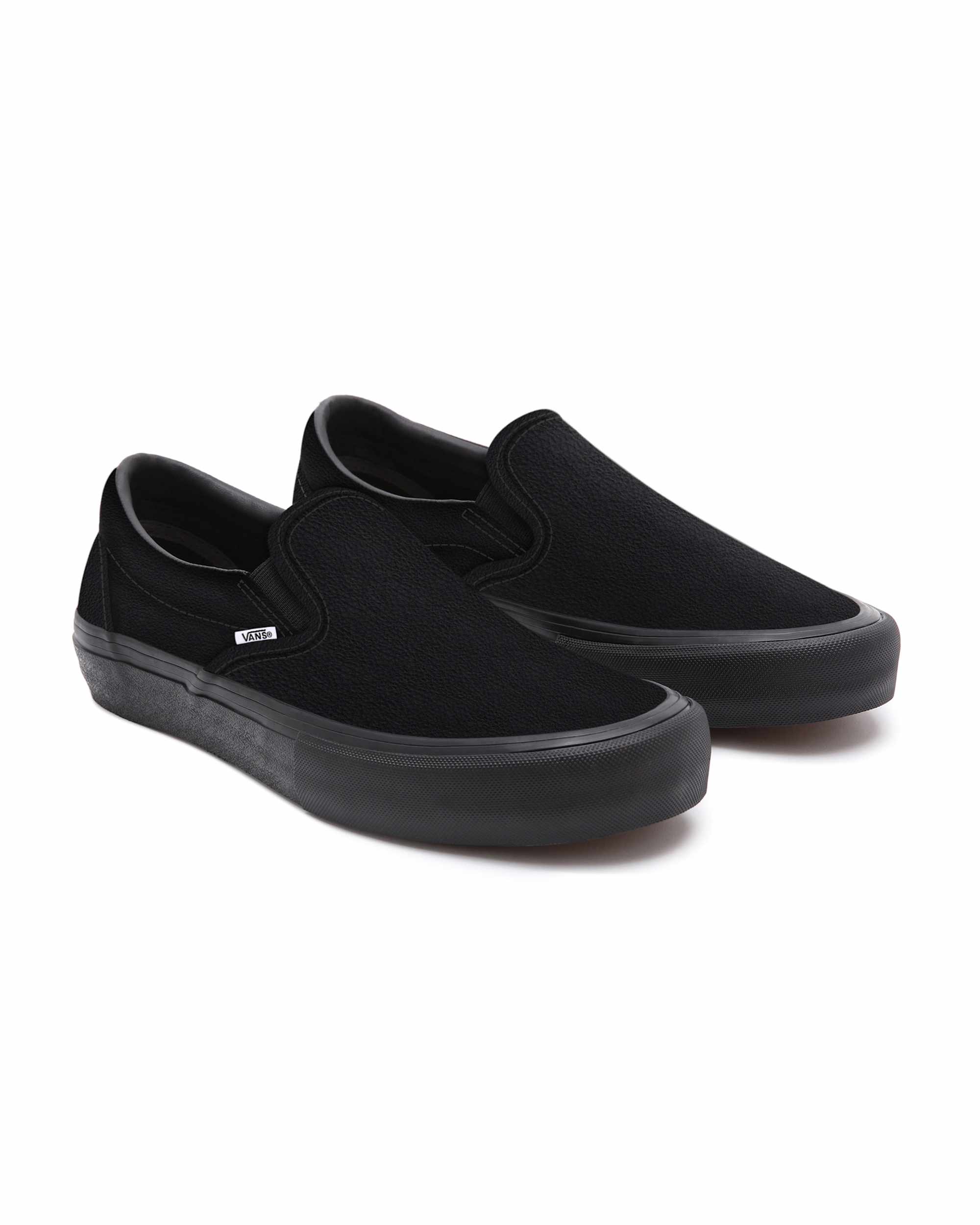 Personalisierbare Total Black Leather SlipOn VANS Schwarz HERO