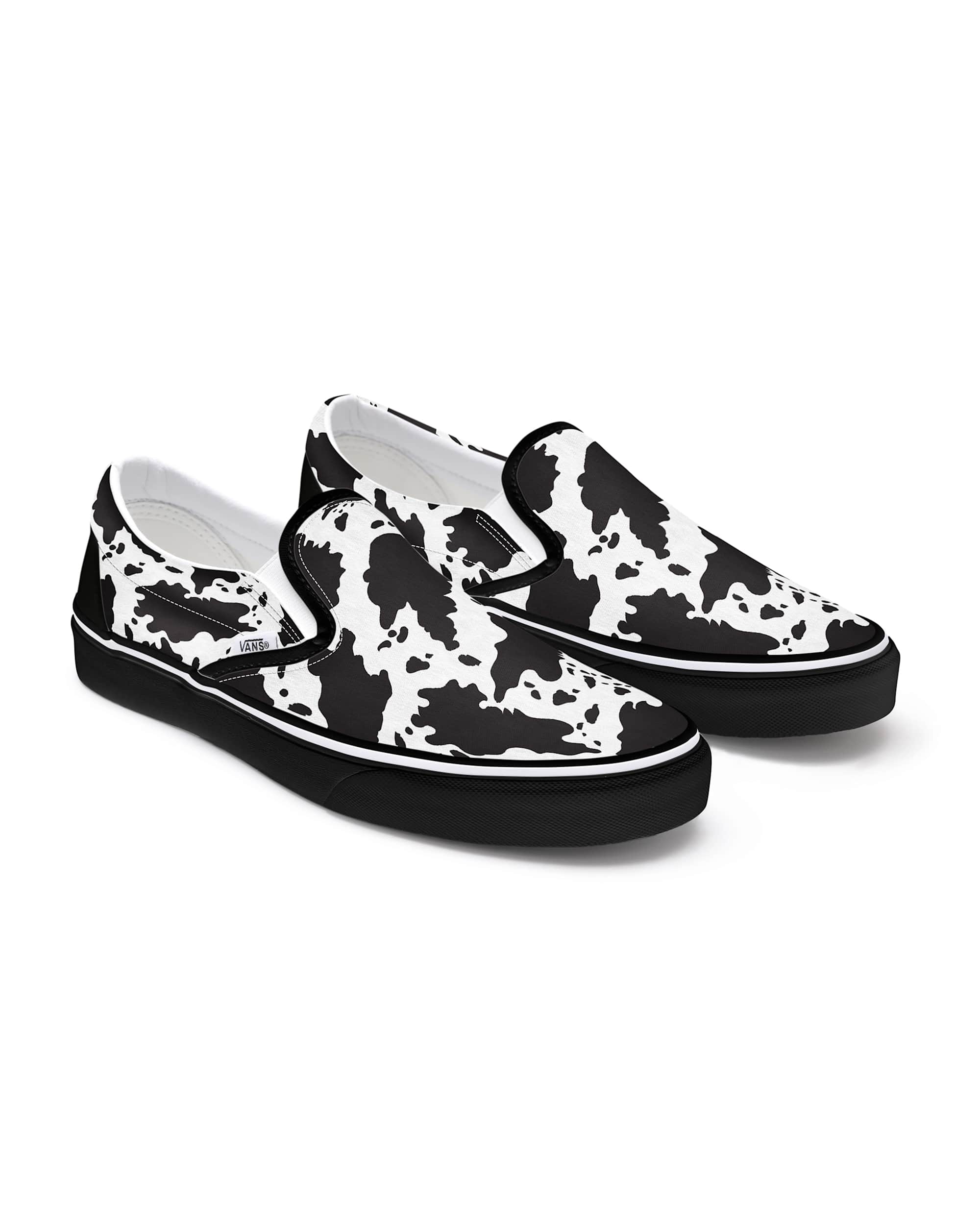 Personalisierbare Cow Print SlipOn VANS SchwarzWei HERO