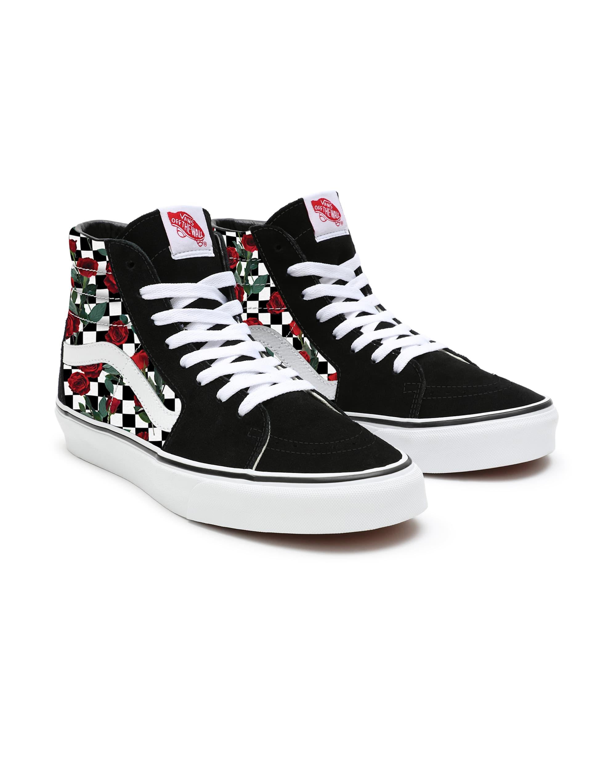 Checkerboard Roses Sk8Hi Personalisierbare VANS SchwarzWei HERO
