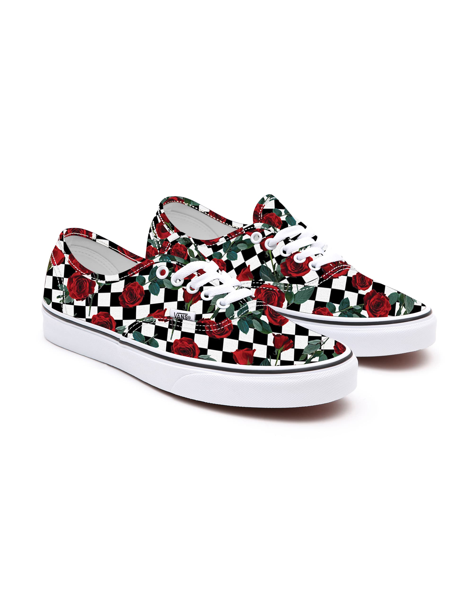 Personalisierbare Checkerboard Roses Authentic mit weiter Passform VANS SchwarzWei HERO