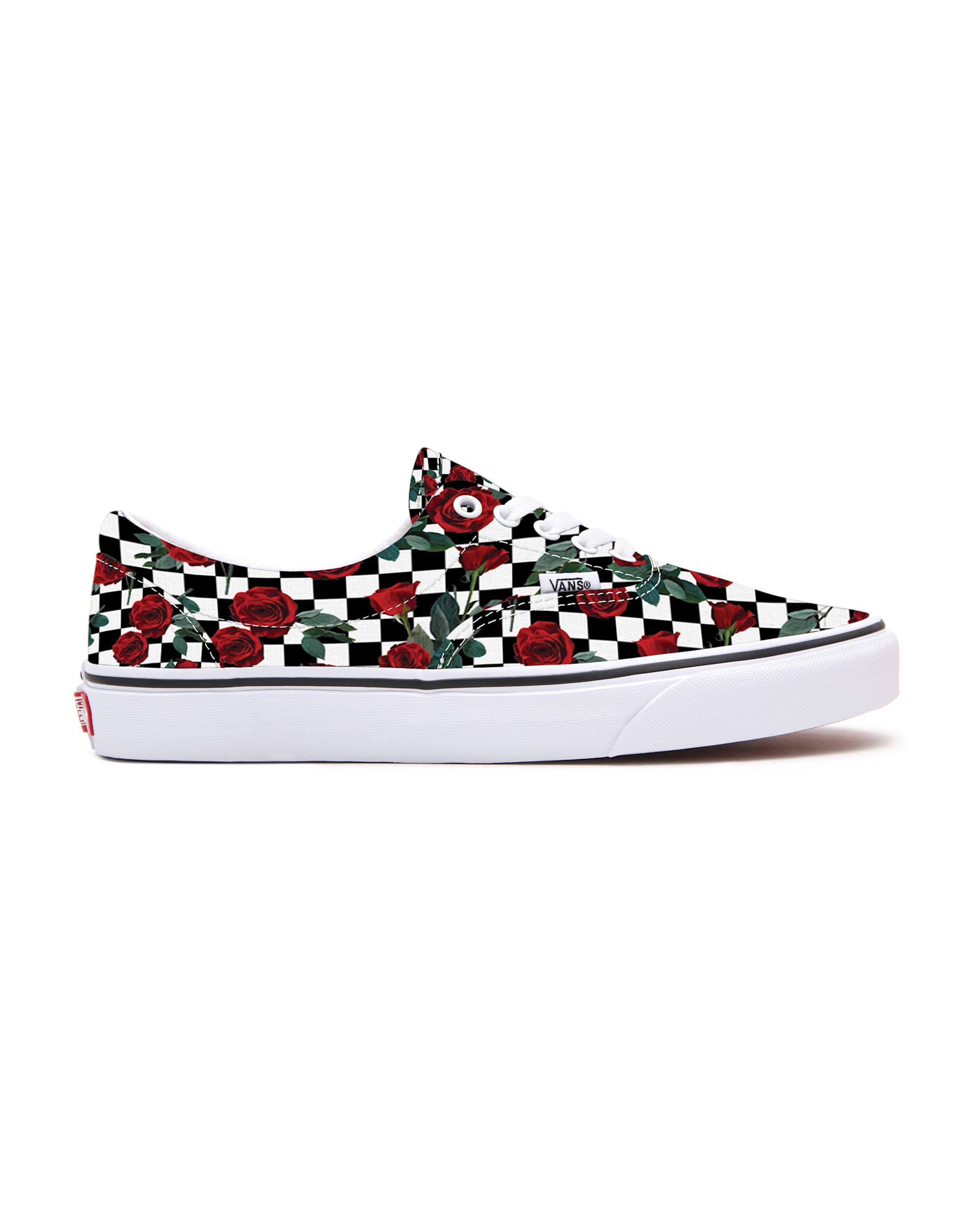 Checkerboard Roses Era Personalisierbare VANS SchwarzWei ALT1