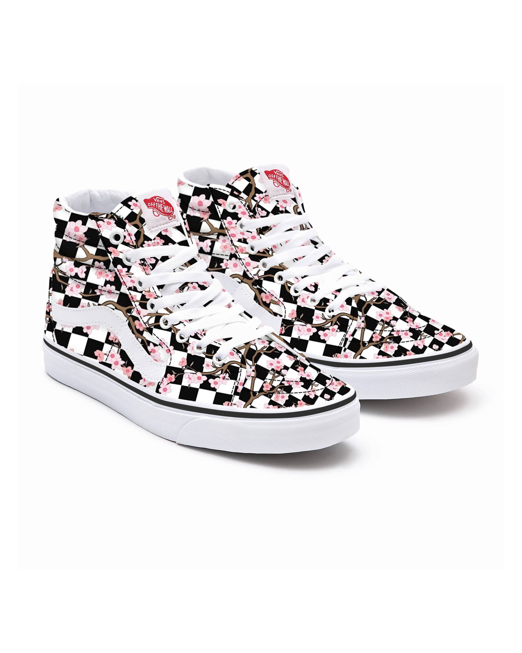 Personalisierbare Cherry Blossom Checkerboard Sk8Hi VANS Multicolour HERO