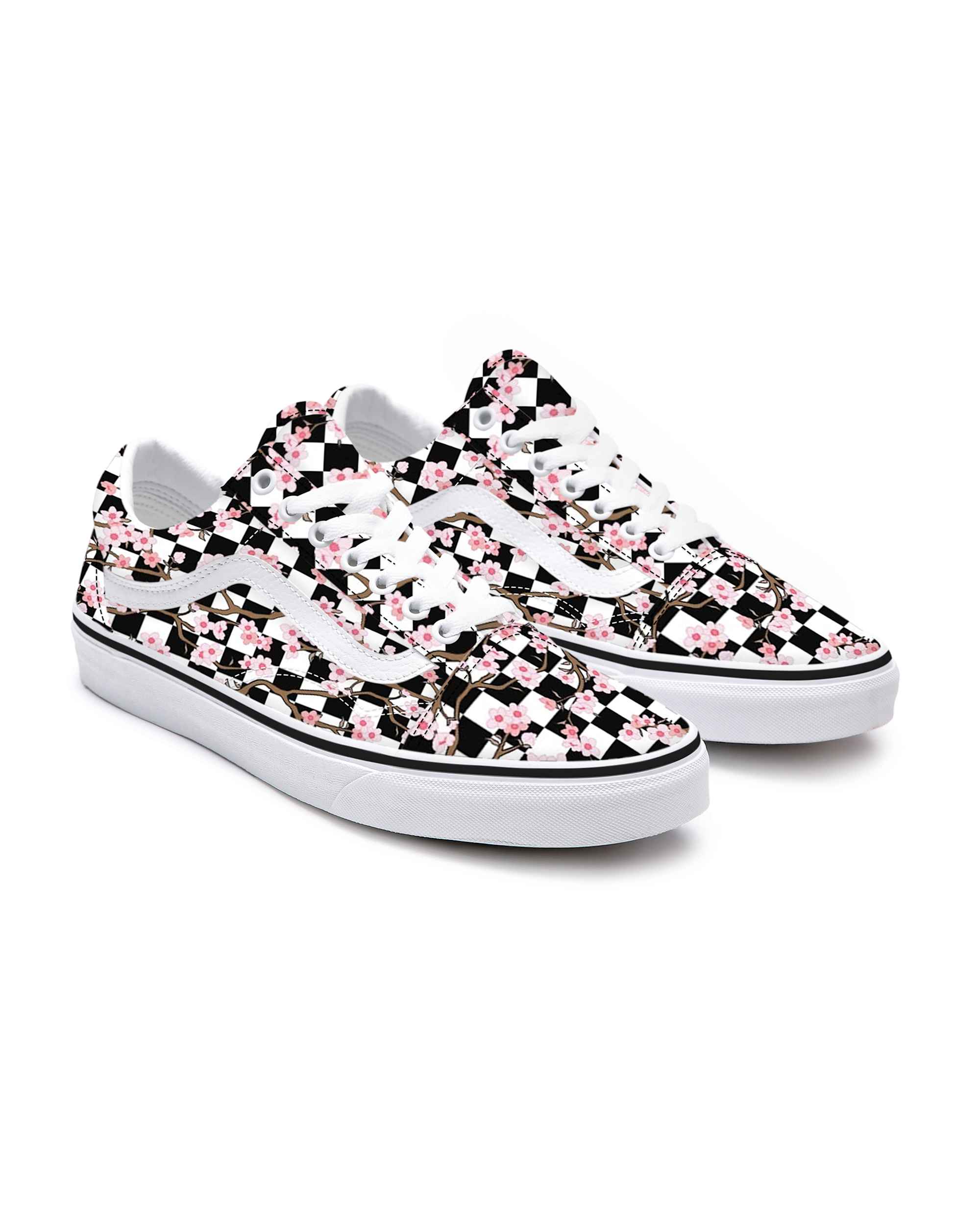 Personalisierbare Cherry Blossom Checkerboard Old Skool VANS Multicolour HERO
