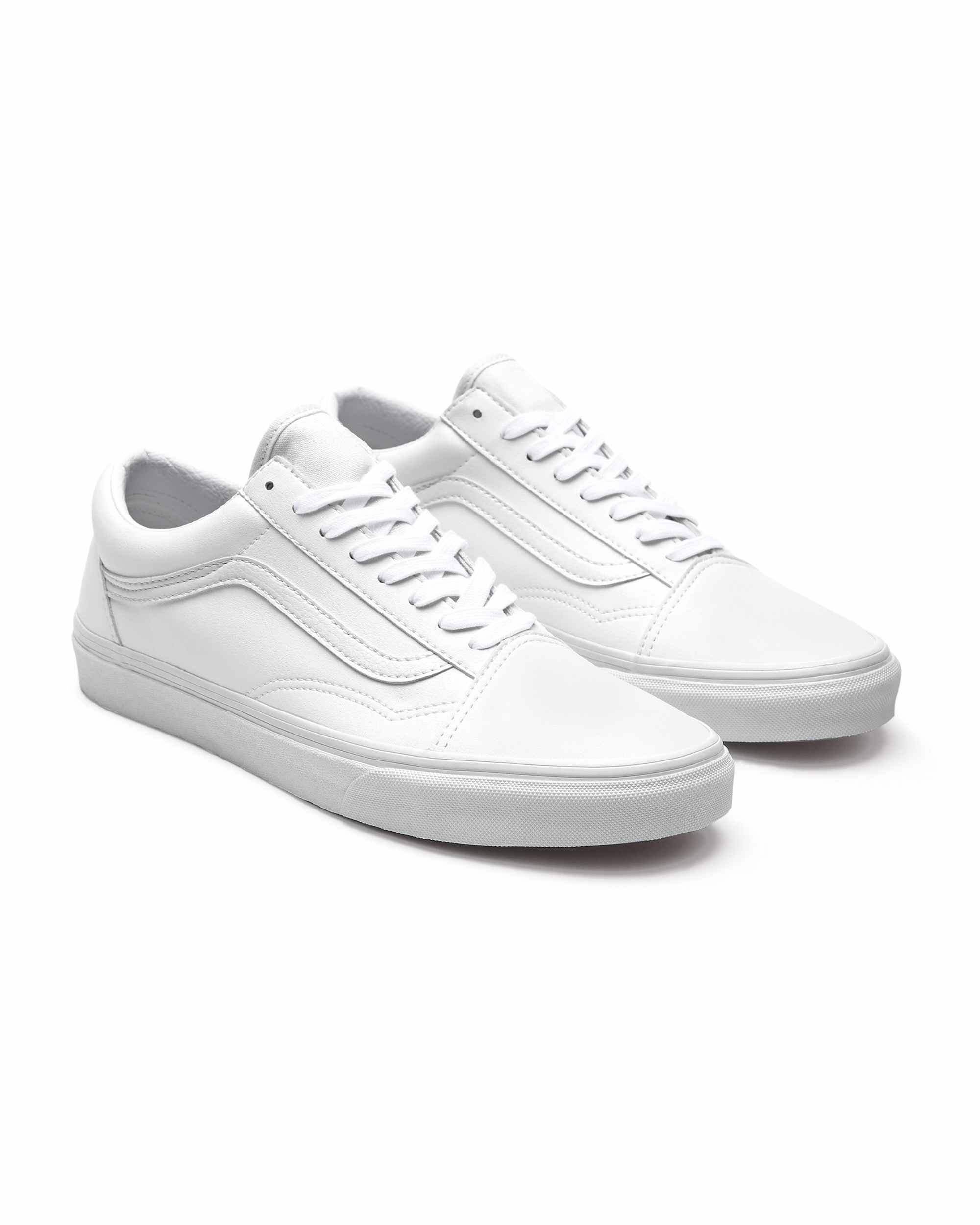 Personalisierbare Total White Leather Old Skool mit breiter passform VANS Wei HERO