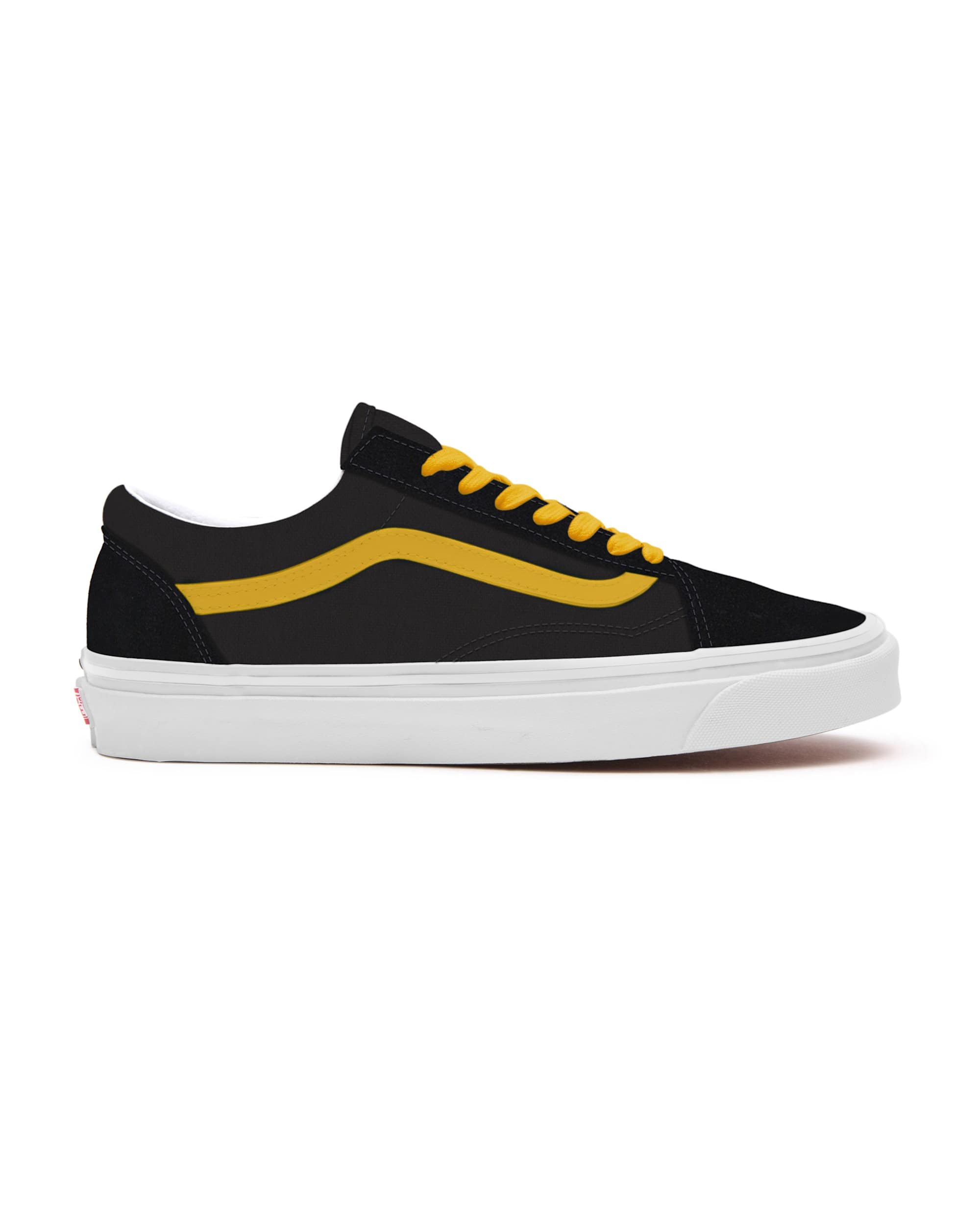 Personalisierbare Total Black Yellow Sidestripe Old Skool VANS Schwarz ALT1