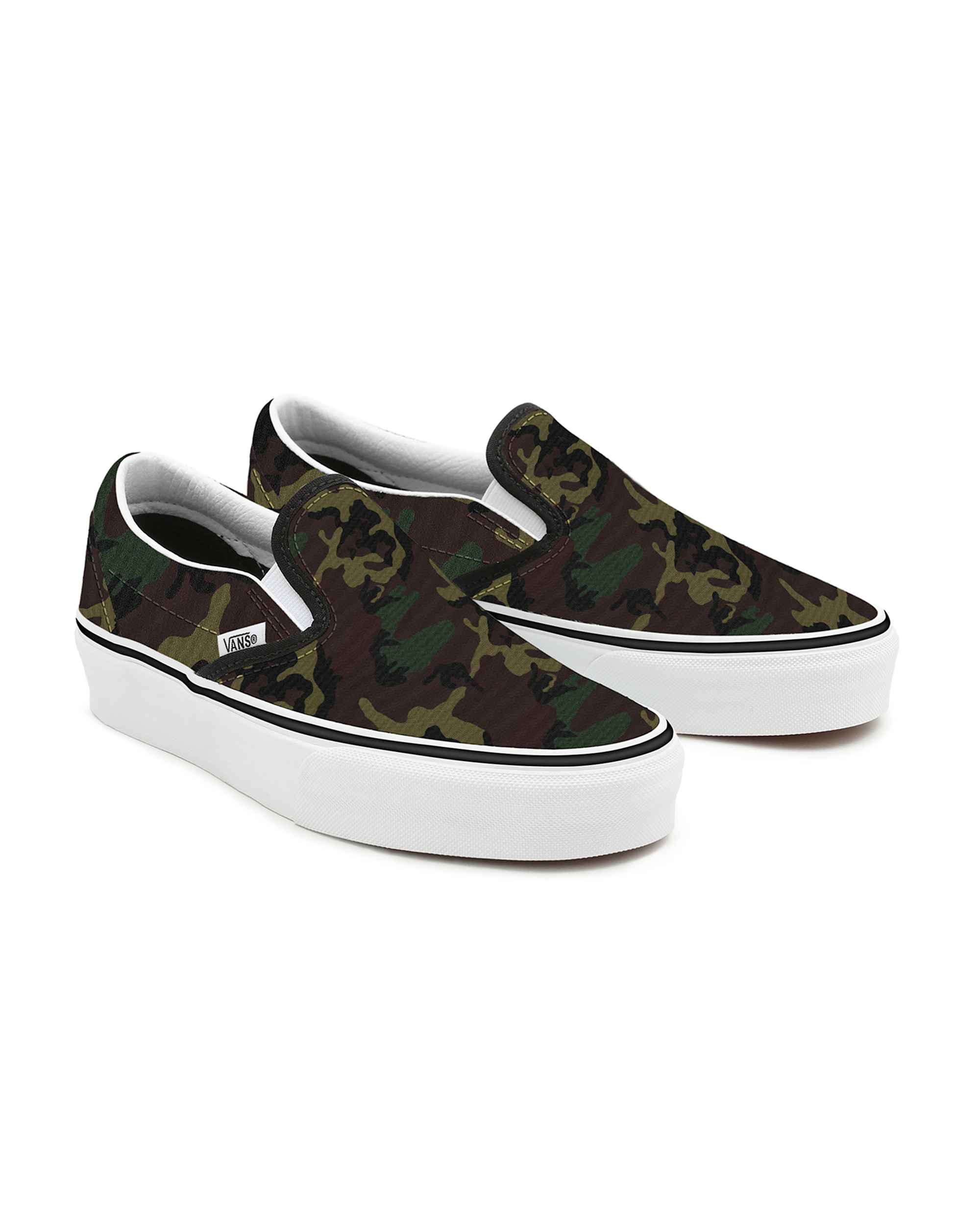 Personalisierbare Camo SlipOn Platform VANS GrnBraun HERO