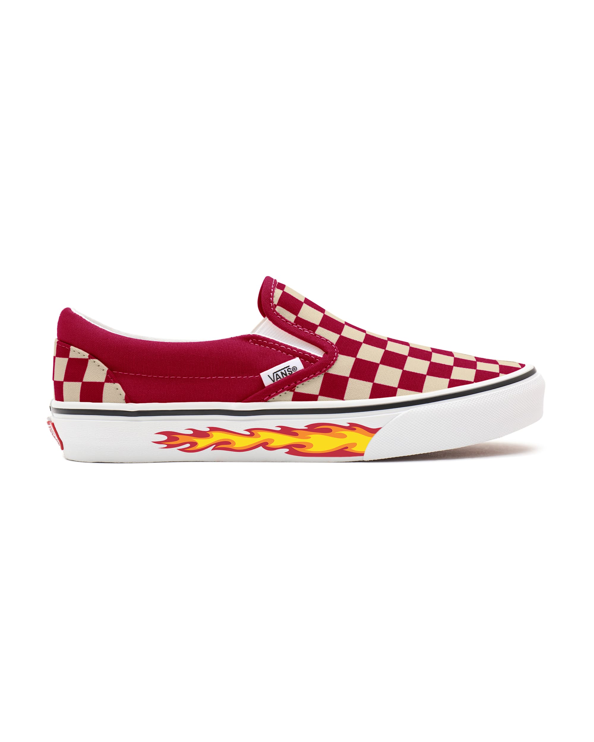 Red Checkerboard Flame SlipOn Personnalises VANS Rouge ALT1