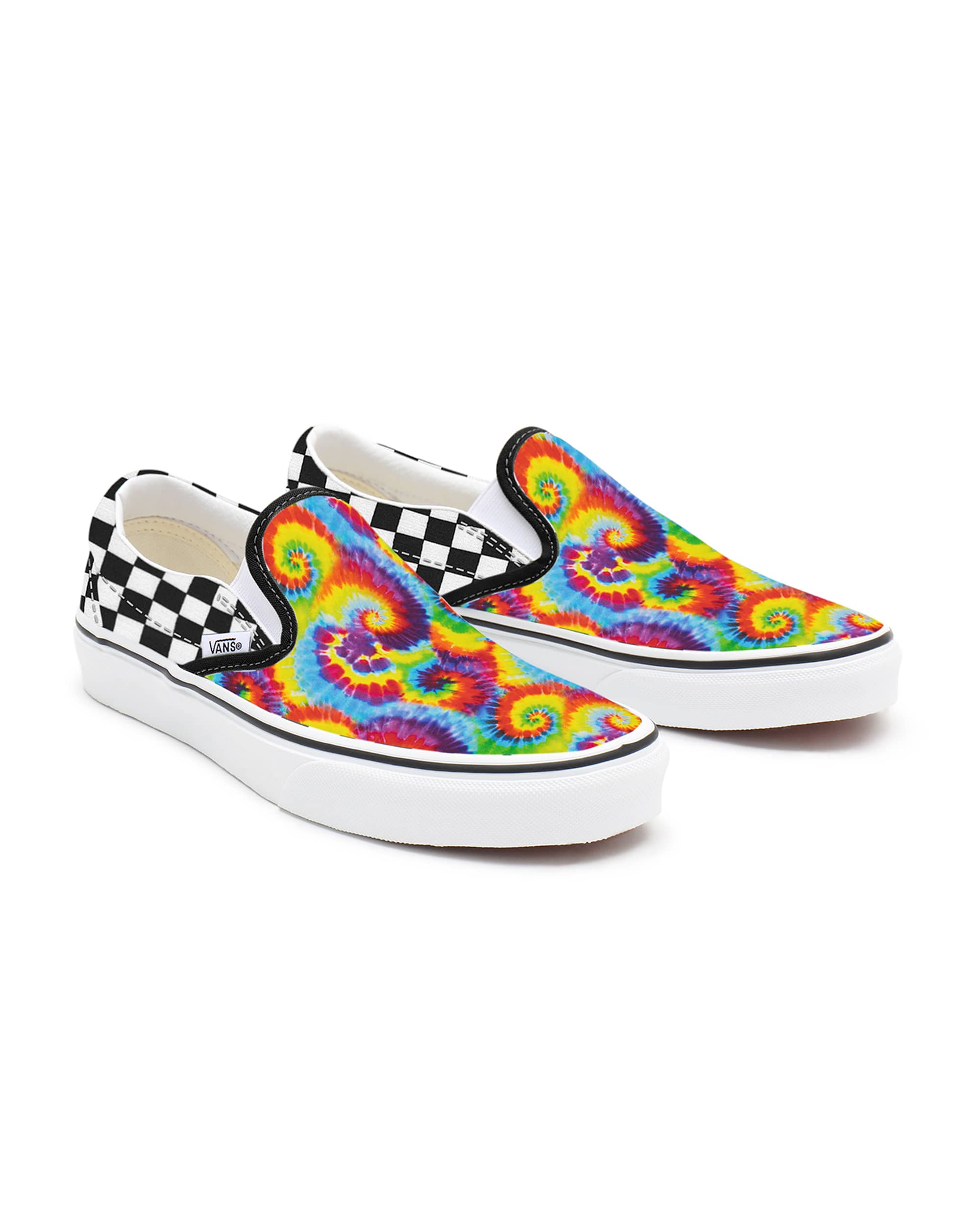 Personalisierbare Rainbow Tie Dye Checkerboard Slipon VANS Multicolour HERO