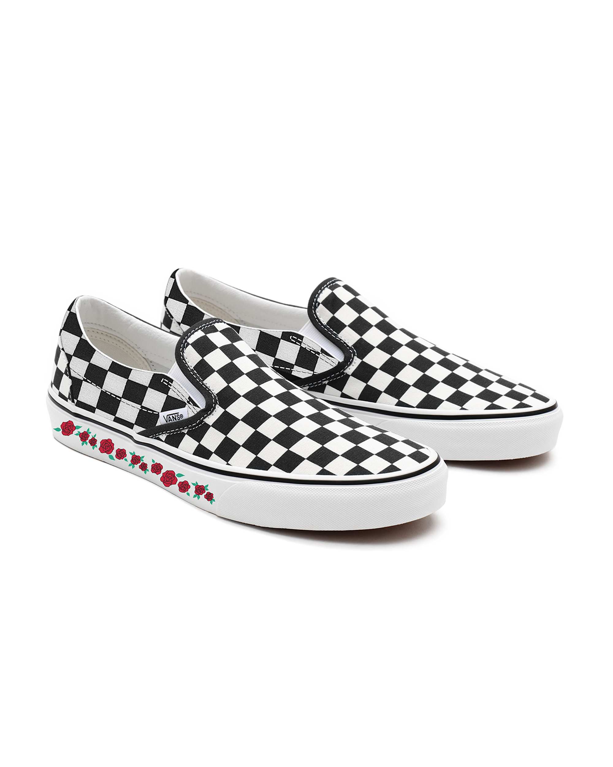 Personalisierbare Checkerboard Rose SlipOn VANS SchwarzWei HERO