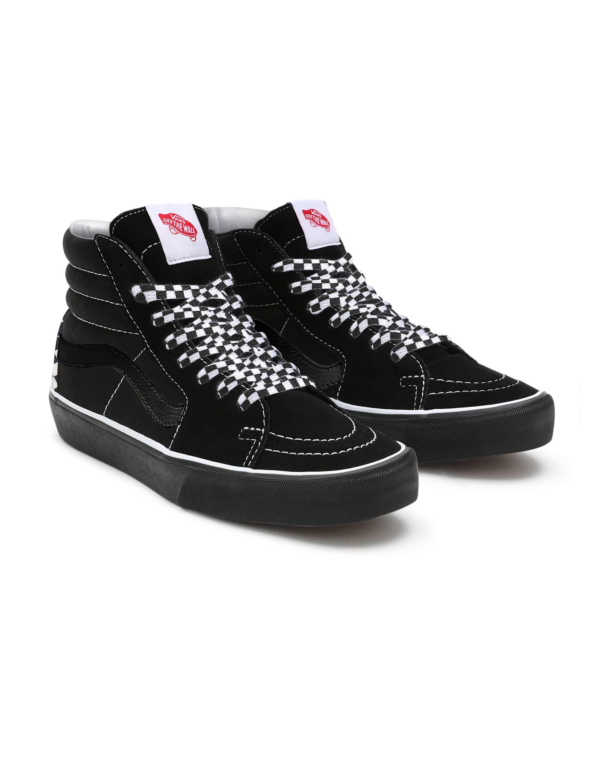 Personalisierbare Checkerboard Black Sk8Hi VANS Schwarz HERO