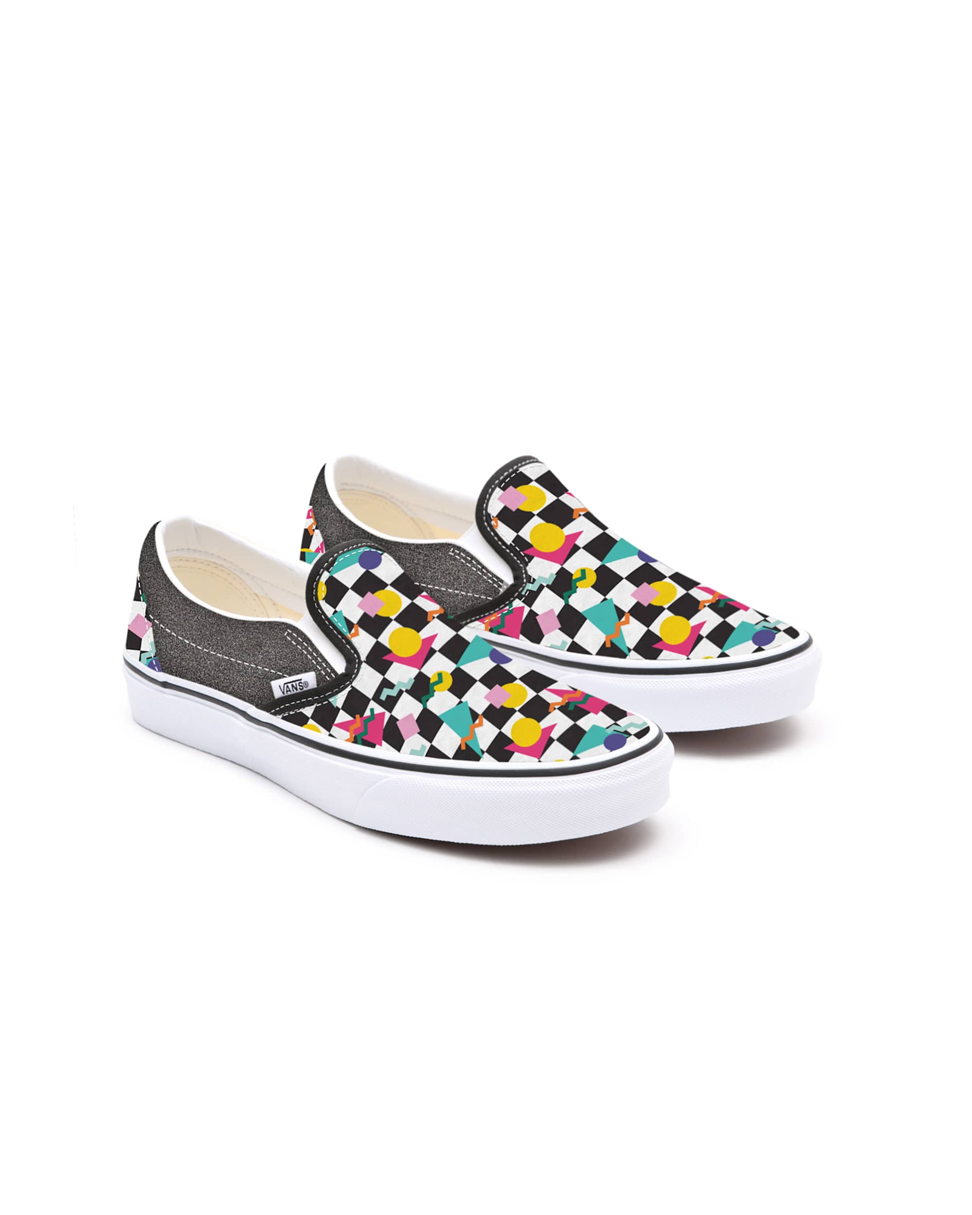 Kinder Personalisierbare Glitter Geometric Checkerboard SlipOn Schuhe 48 Jahre VANS Multicolour HERO
