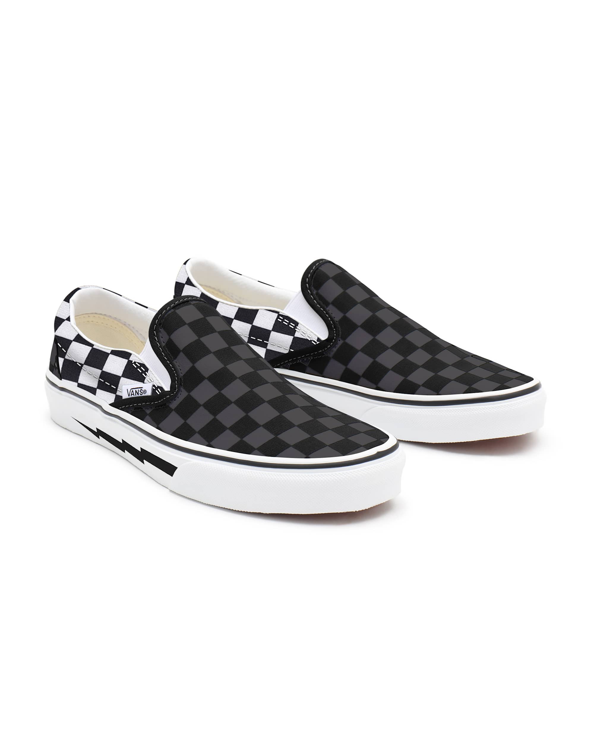 Personalisierbare Lightning Foxing SlipOn VANS SchwarzWei HERO