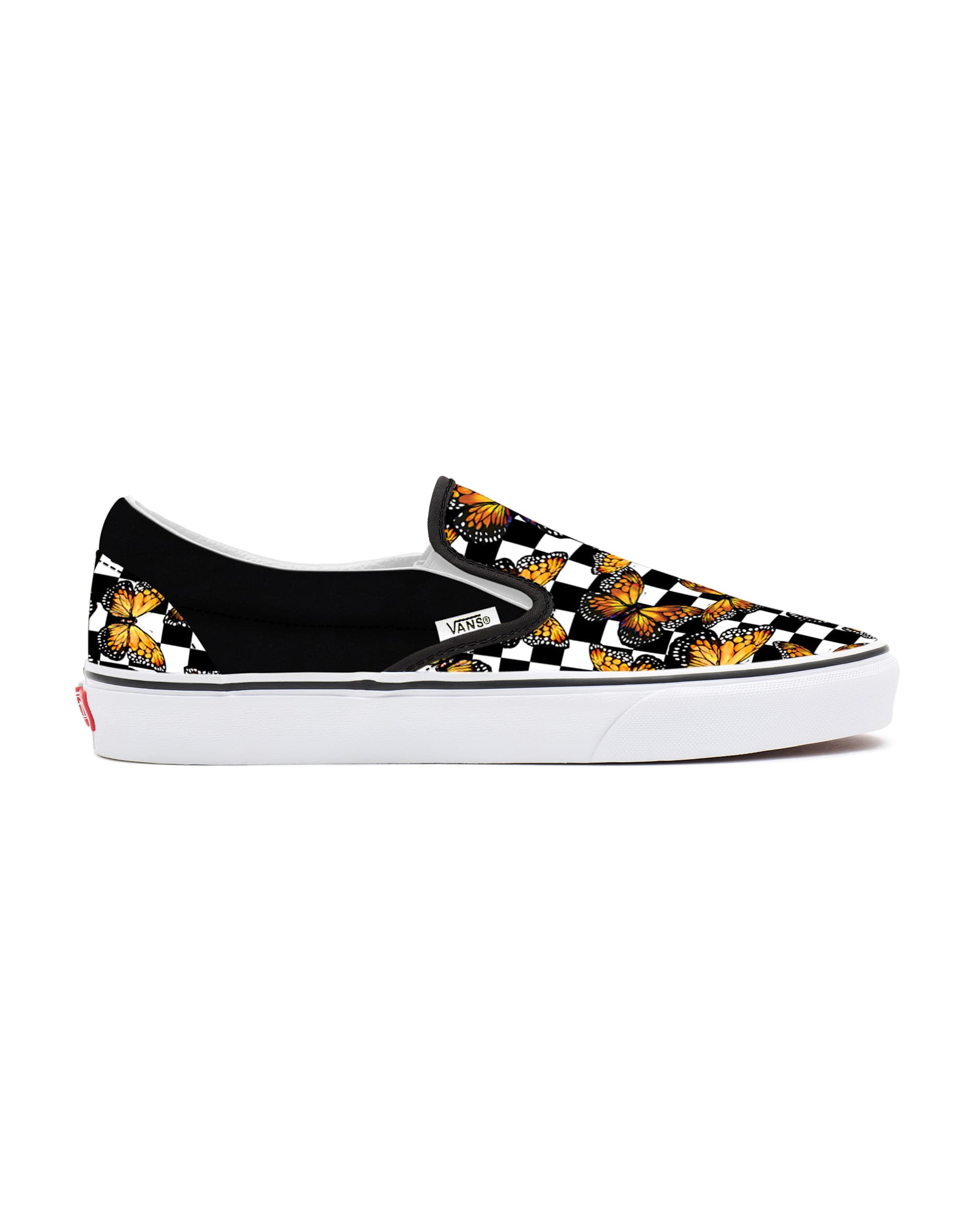 Butterfly Checkerboard SlipOn Personalisierbare VANS SchwarzWei ALT1