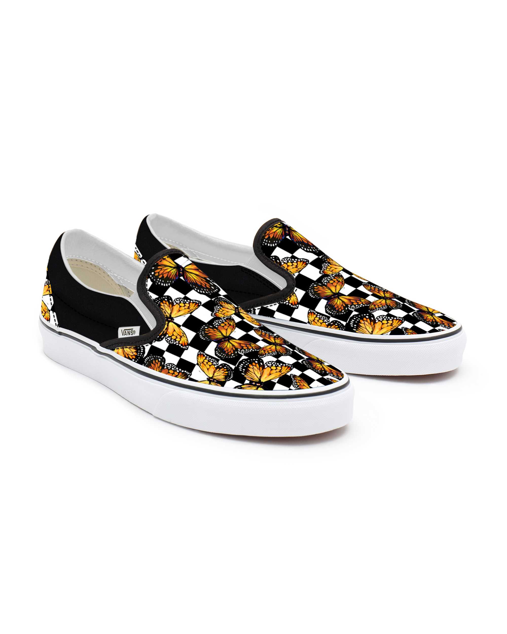 Butterfly Checkerboard SlipOn Personalisierbare VANS SchwarzWei HERO