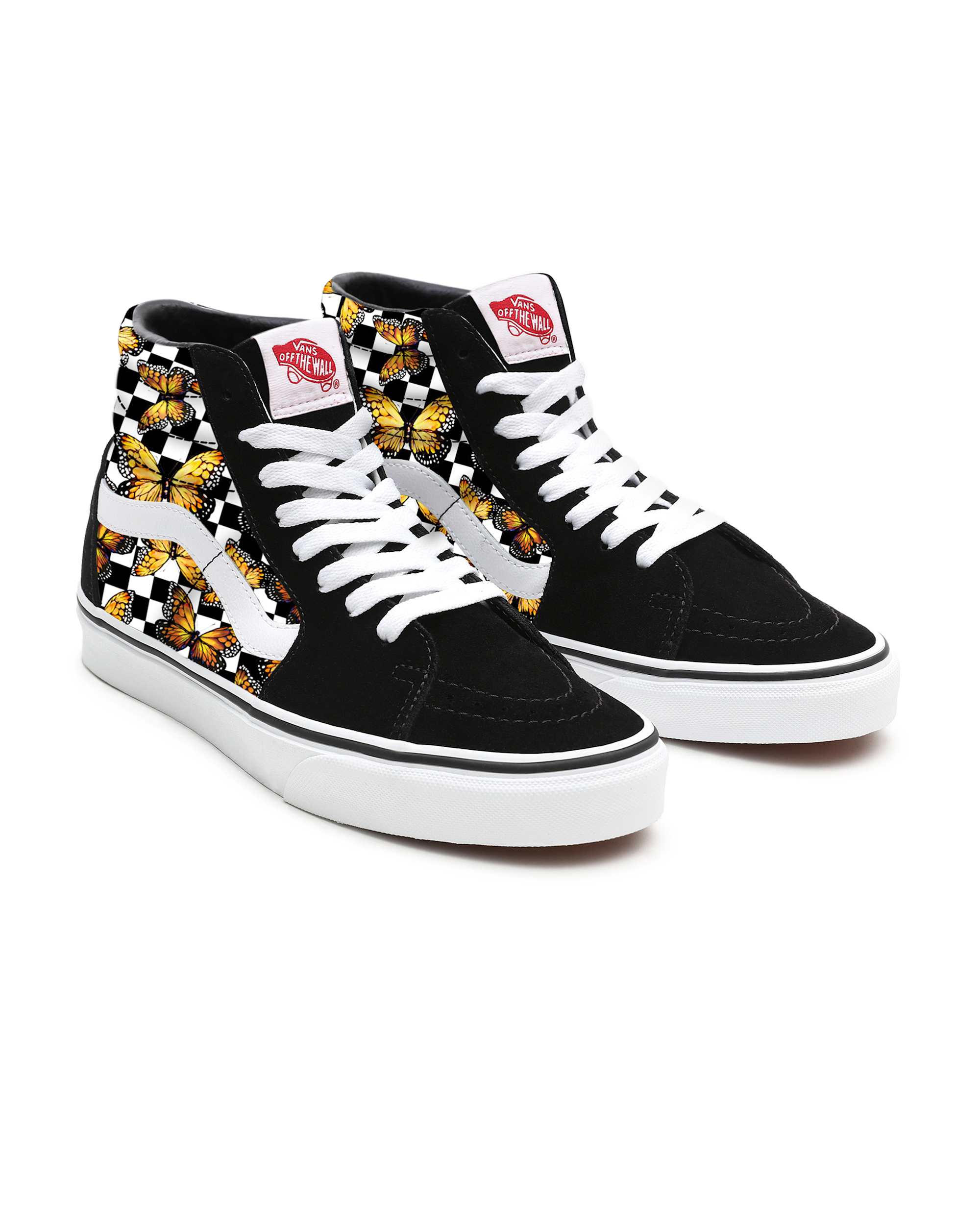 Butterfly Checkerboard Sk8Hi Personalisierbare VANS SchwarzWei HERO