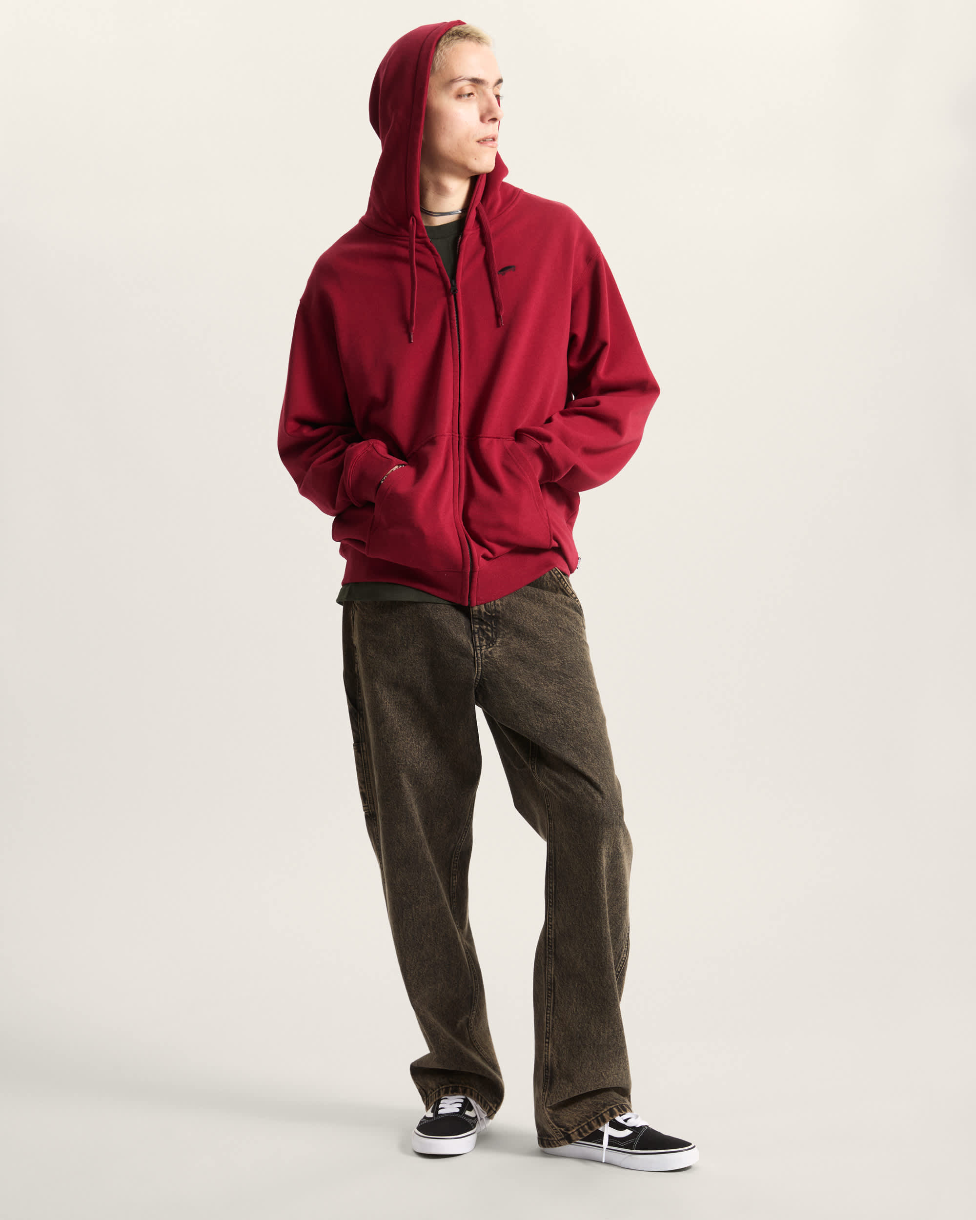 Salton Loose Hoodie mit Reiverschluss VANS Bordeaux ALT5