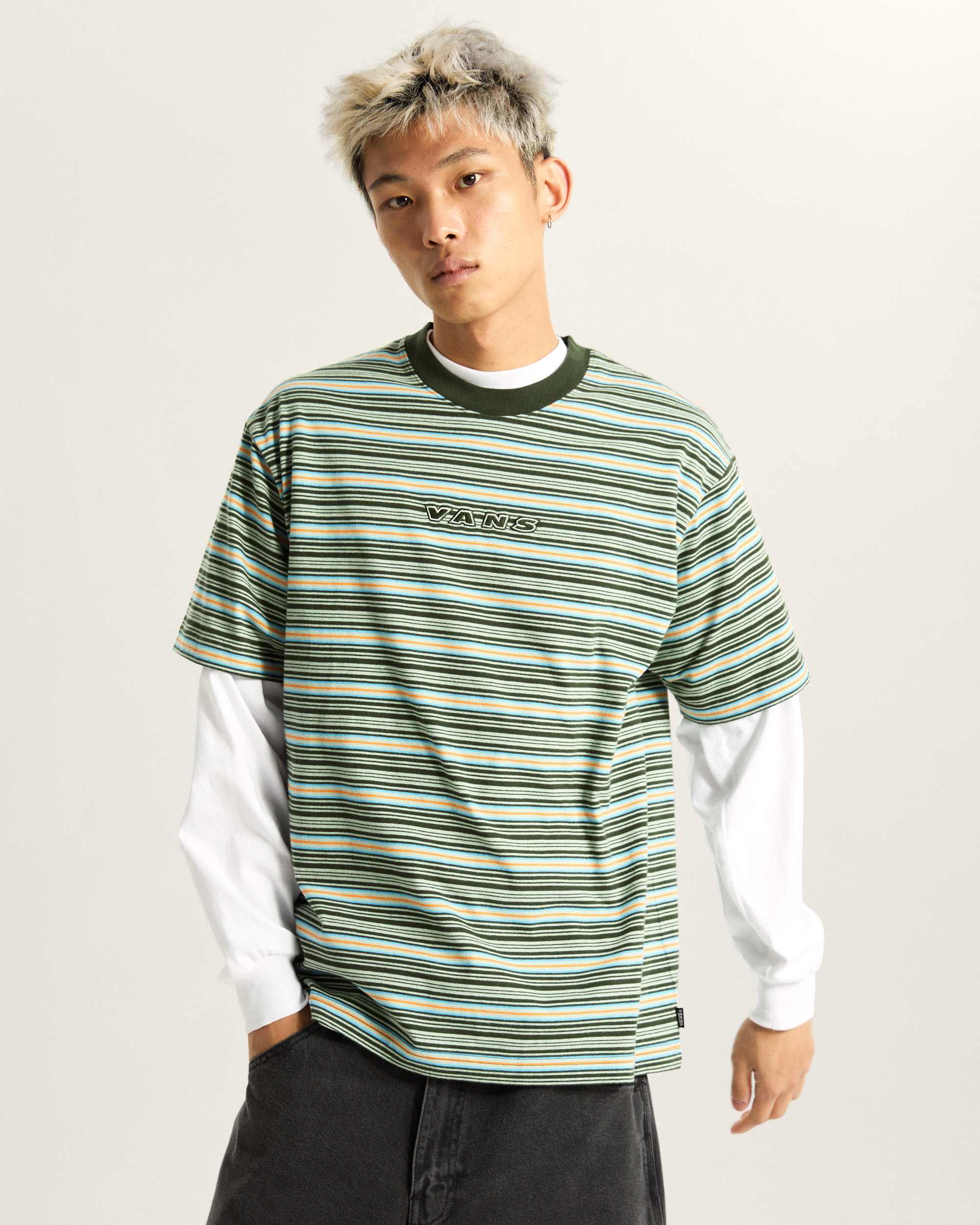 Cameron Stripe TShirt VANS Grn ALT2