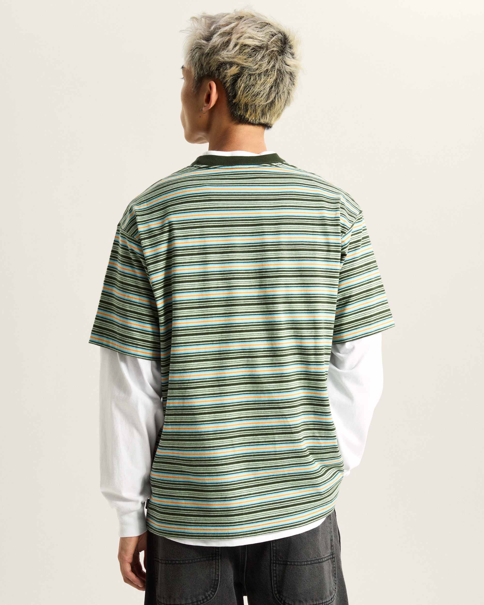 Cameron Stripe TShirt VANS Grn ALT3