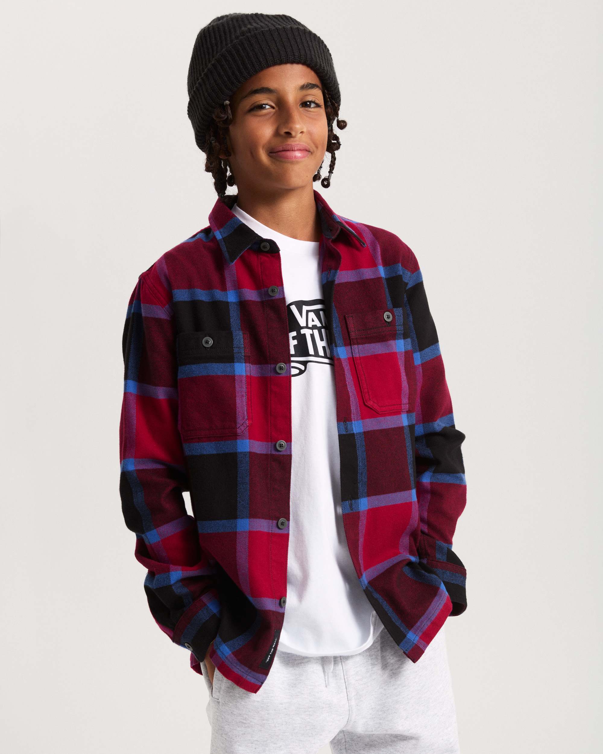 Kids Larkspur Flannel Shirt 814 Years VANS Burgundy ALT2