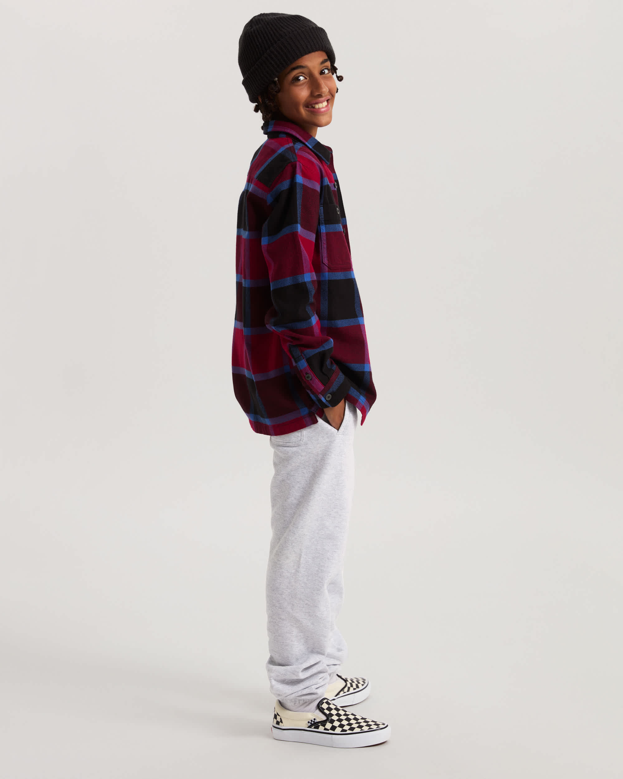 Kids Larkspur Flannel Shirt 814 Years VANS Burgundy ALT4