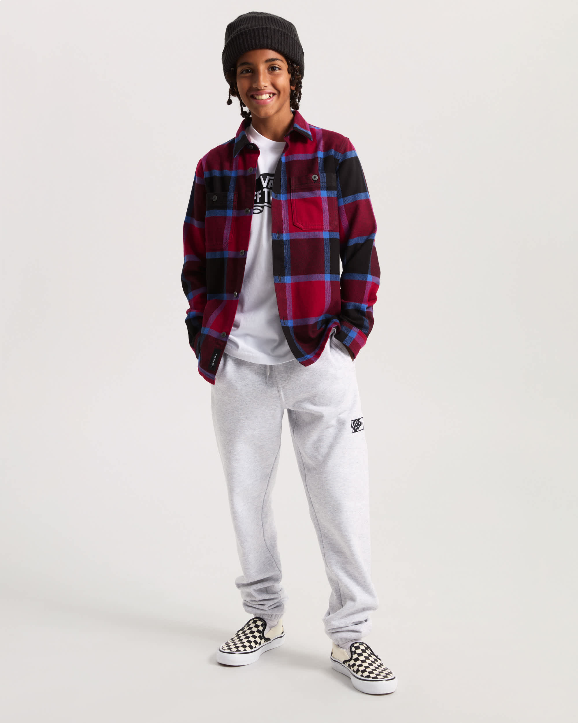 Kids Larkspur Flannel Shirt 814 Years VANS Burgundy ALT5