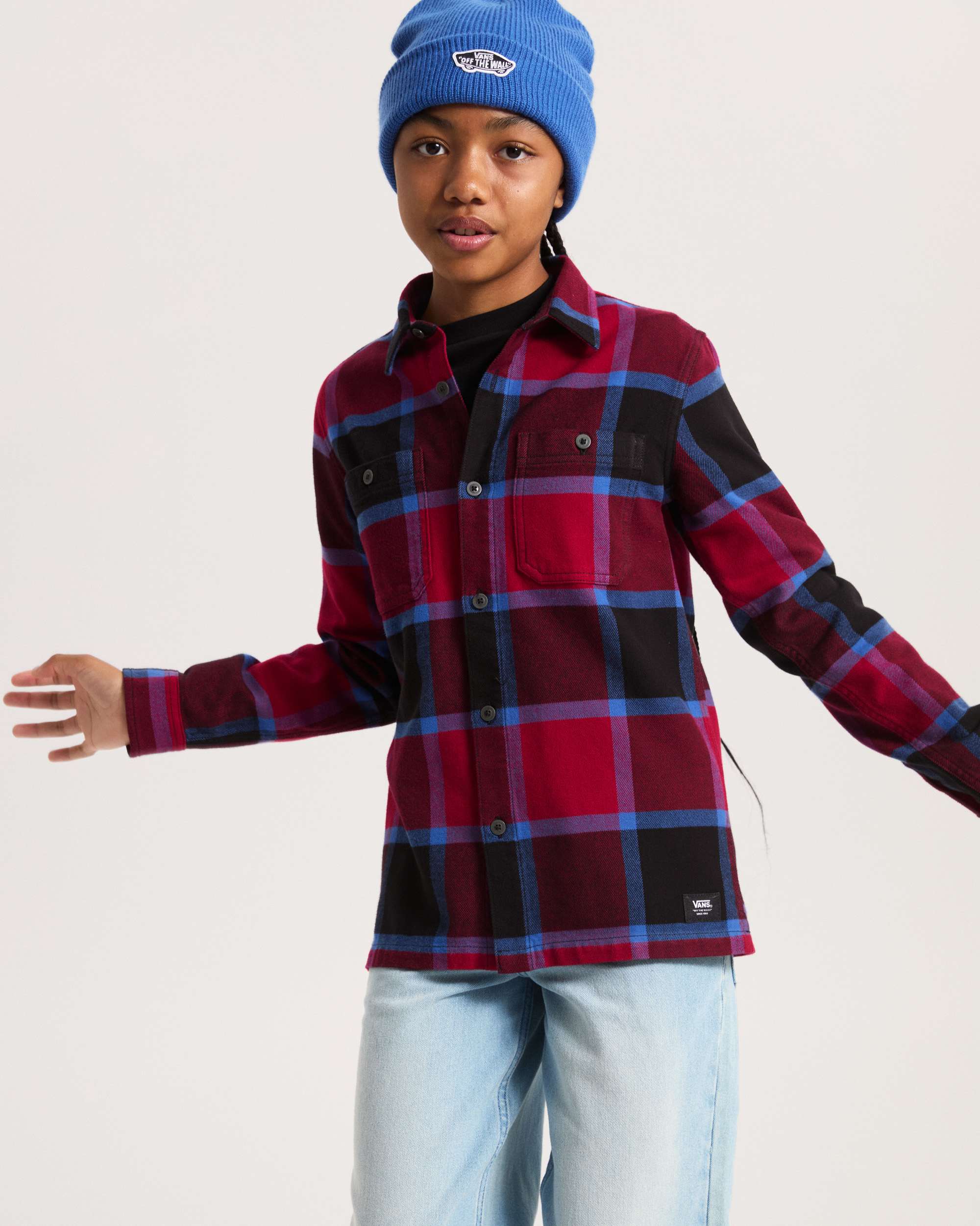 Kids Larkspur Flannel Shirt 814 Years VANS Burgundy ALT6