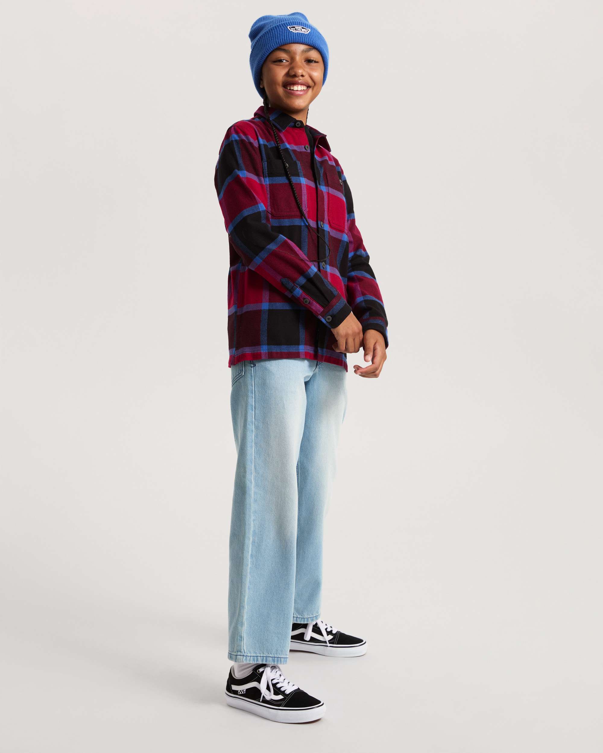 Kids Larkspur Flannel Shirt 814 Years VANS Burgundy ALT9
