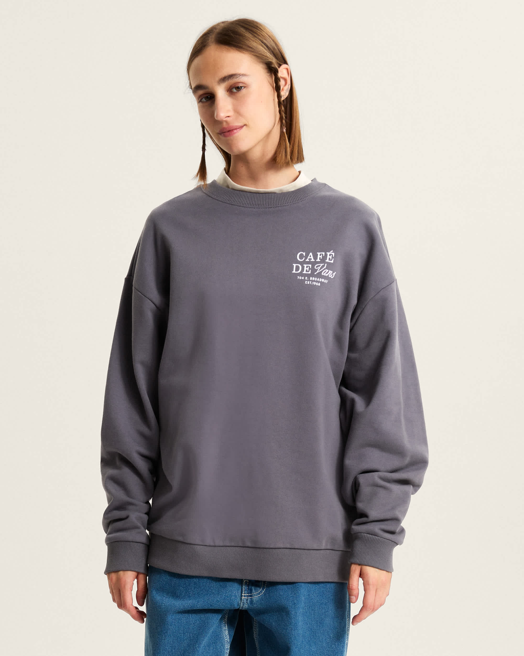 Caf Vans Oversized Crew Sweatshirt VANS Grau ALT2