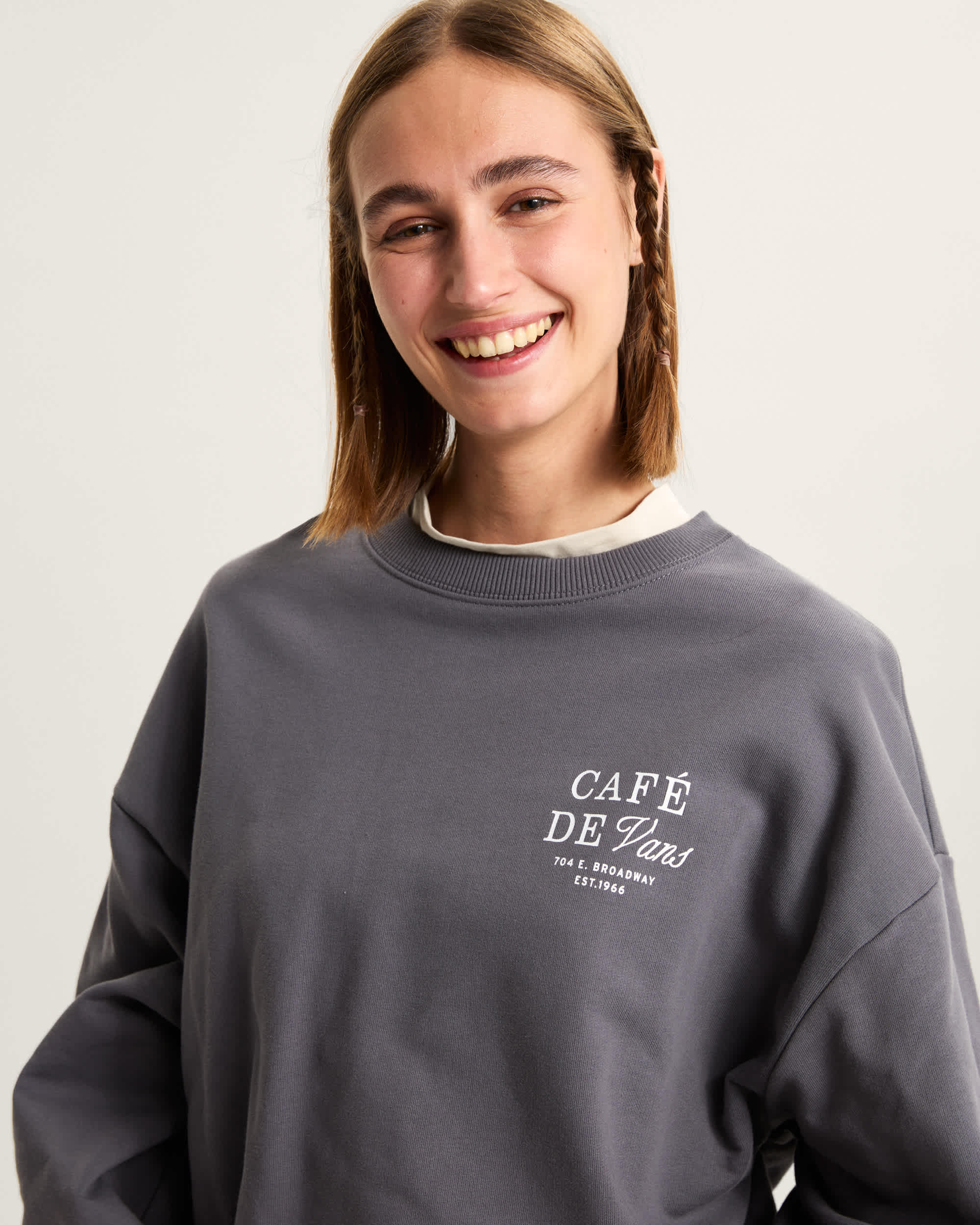 Caf Vans Oversized Crew Sweatshirt VANS Grau ALT6