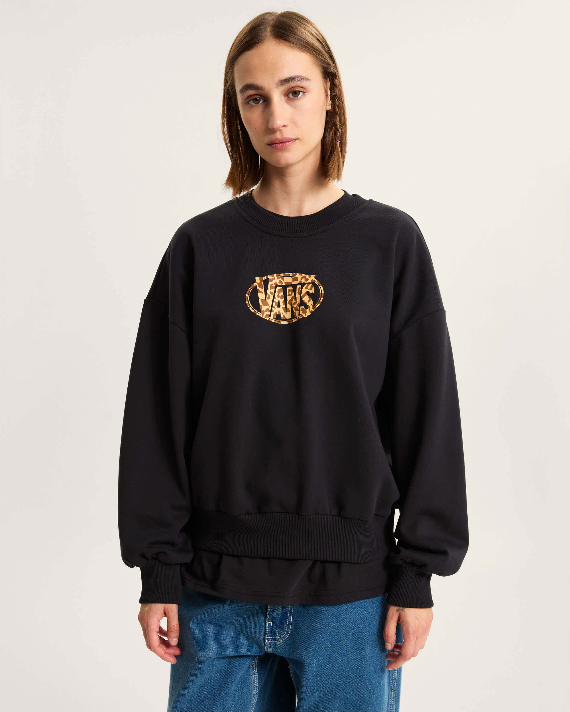 Sweat Leopard Oval Crew VANS Noir ALT2
