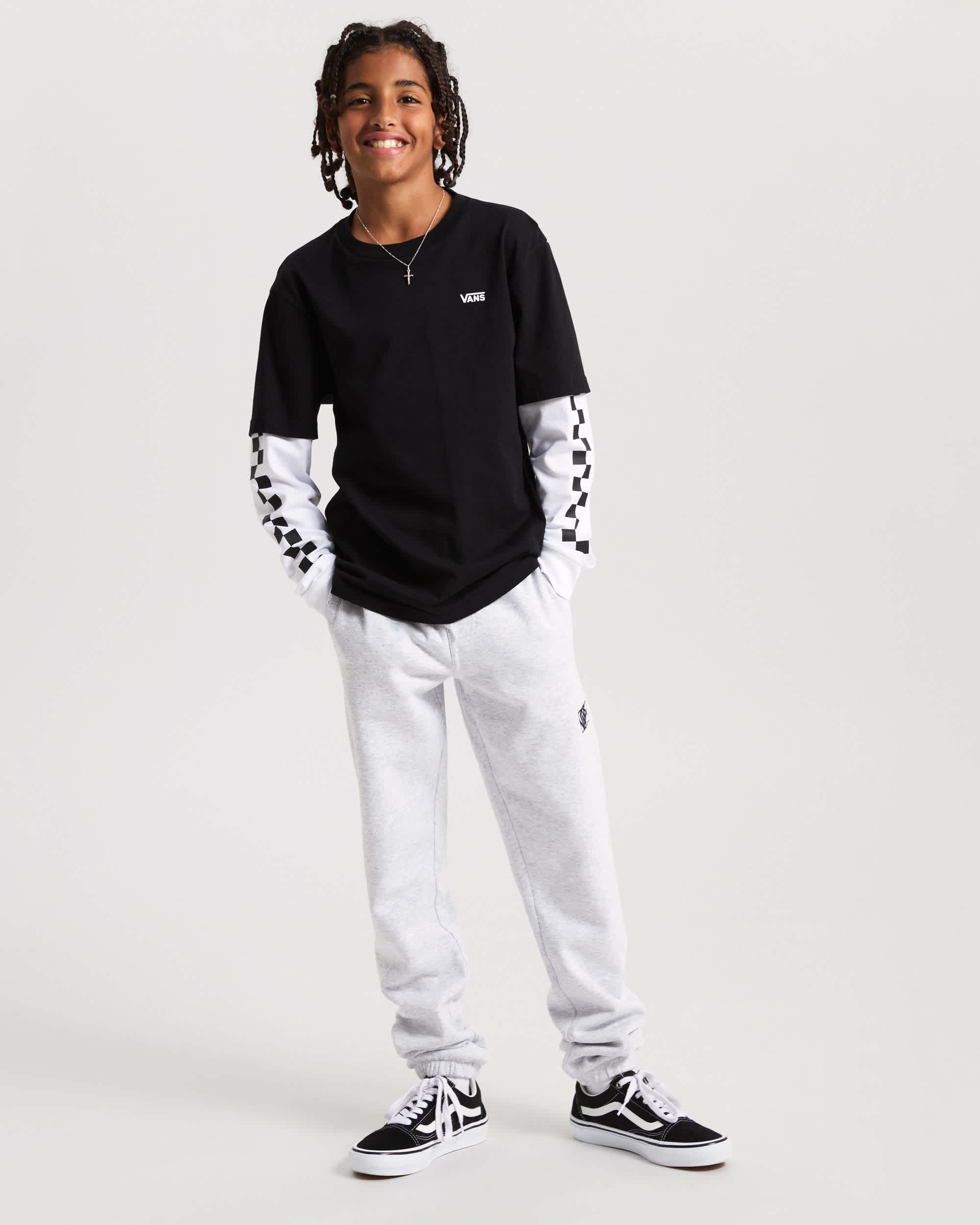 Tshirt Long Check Twofer Enfant 814 ans VANS Noir ALT4