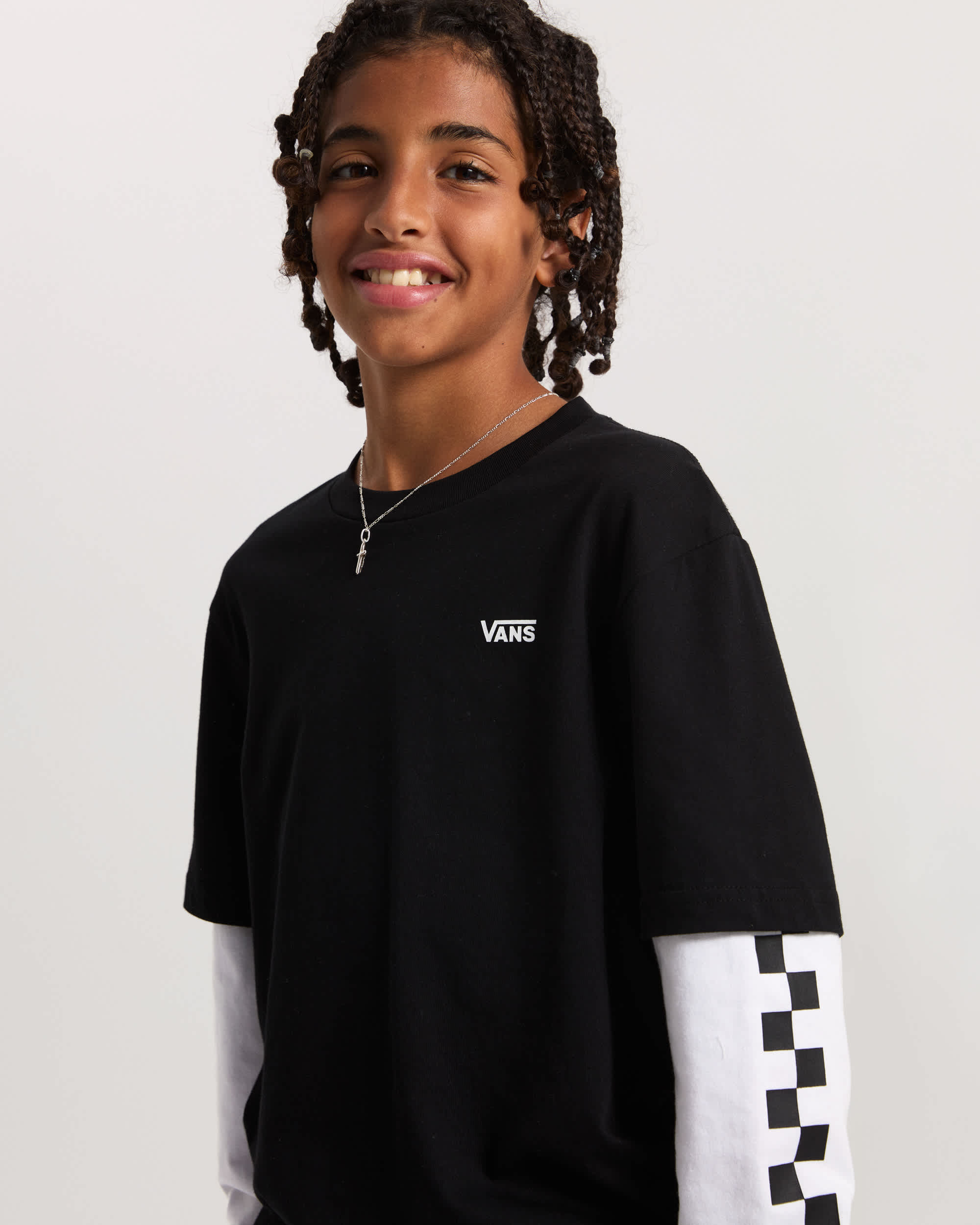 Tshirt Long Check Twofer Enfant 814 ans VANS Noir ALT5