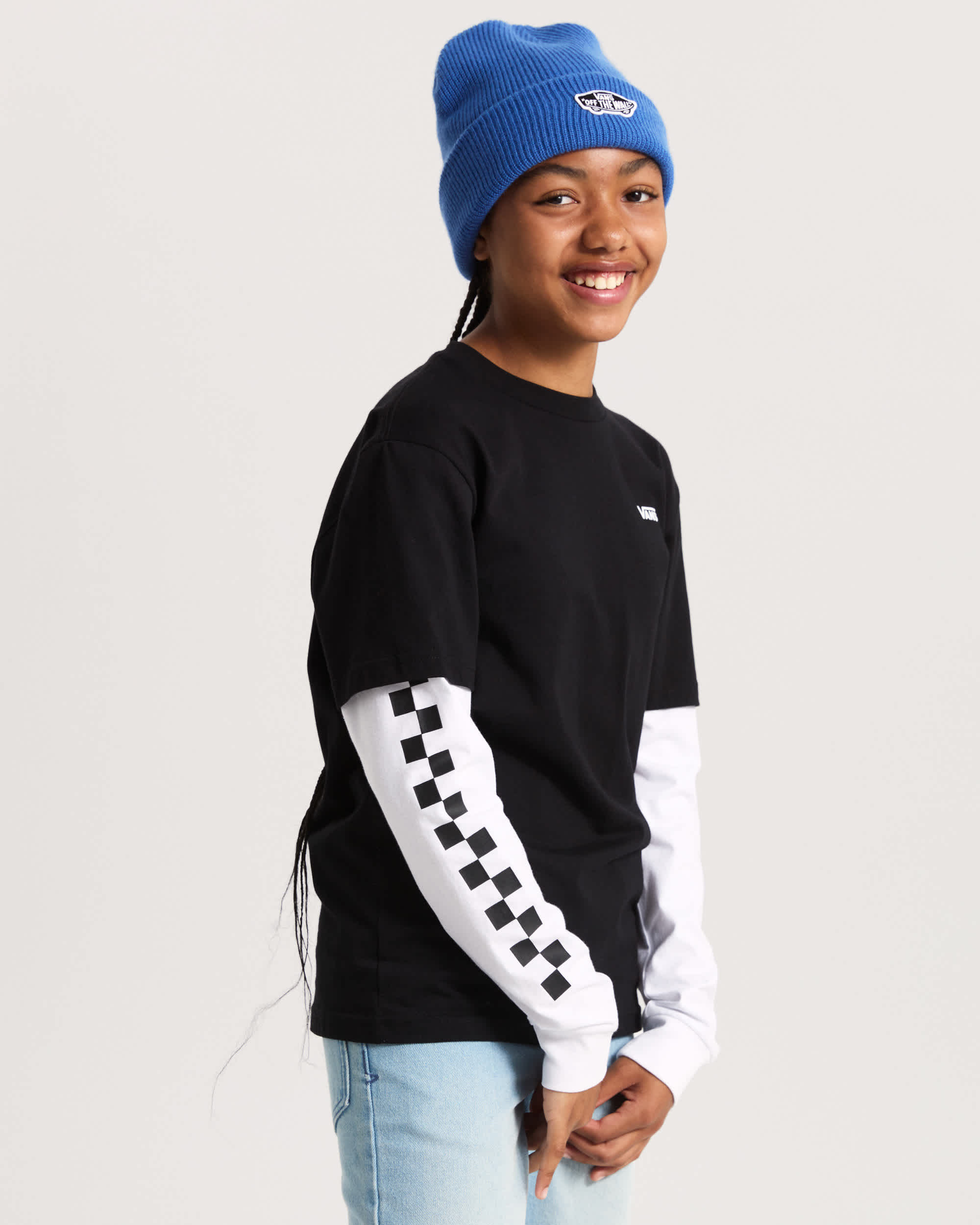 Tshirt Long Check Twofer Enfant 814 ans VANS Noir ALT6