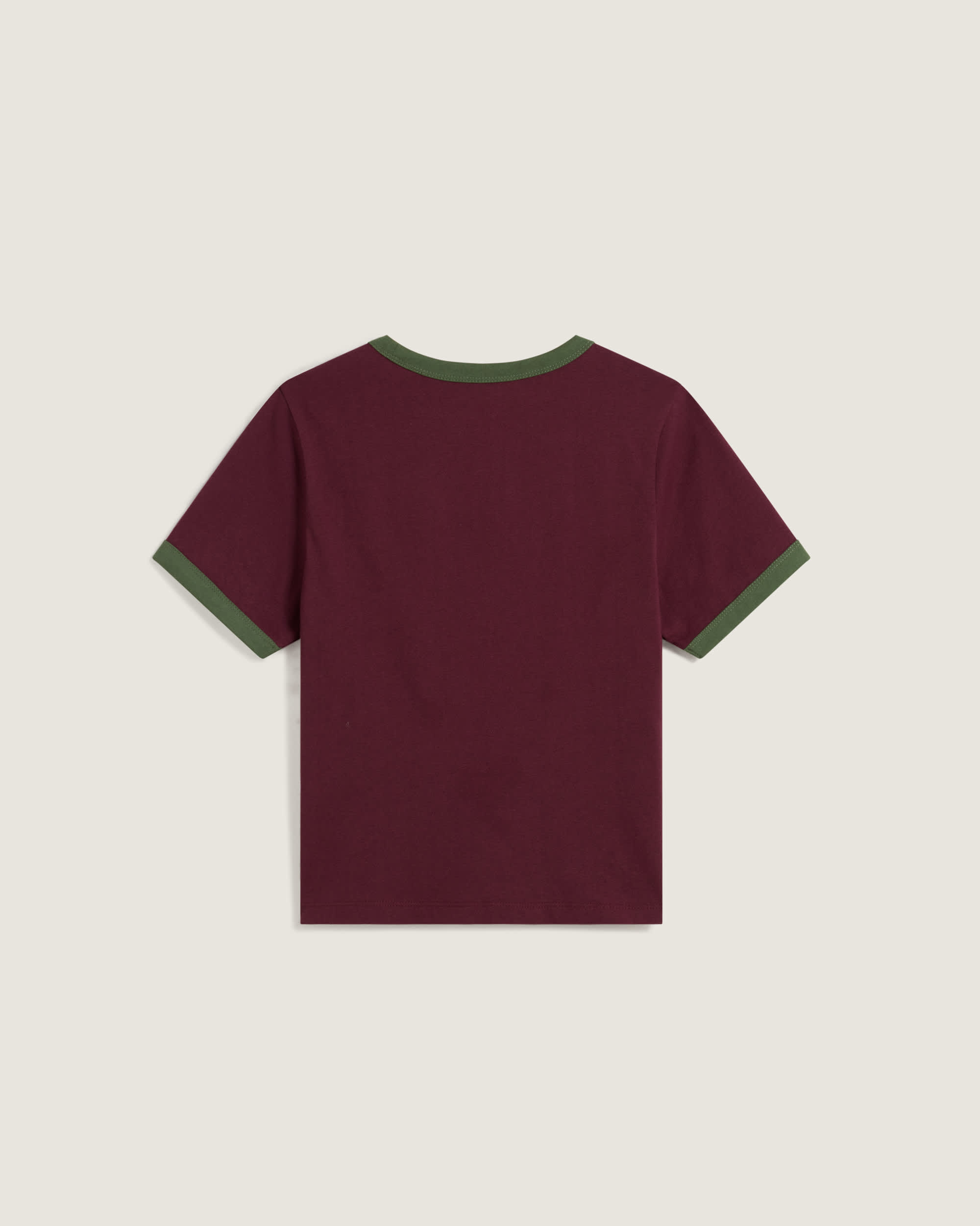 Centre Chest Logo Ringer TShirt VANS Burgundy ALT1