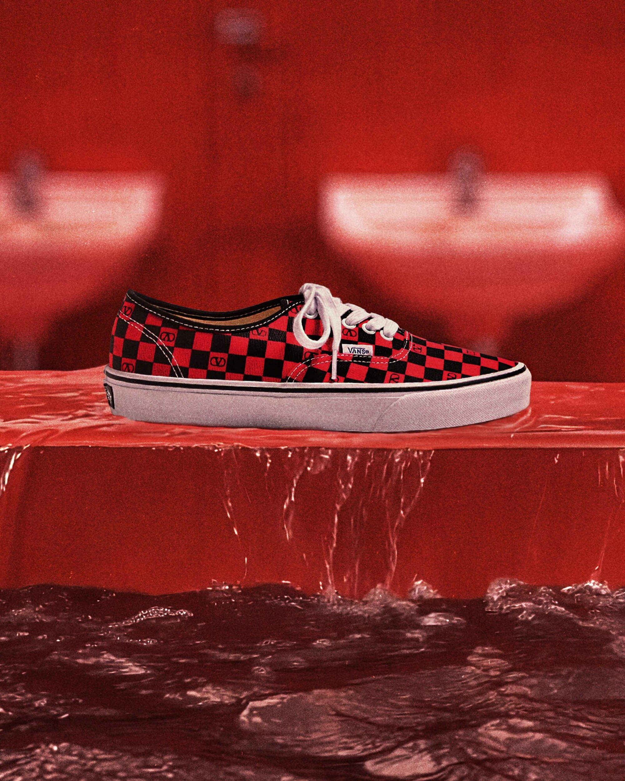 Valentino Garavani and Vans Authentic Checkerboard VANS Red ALT1