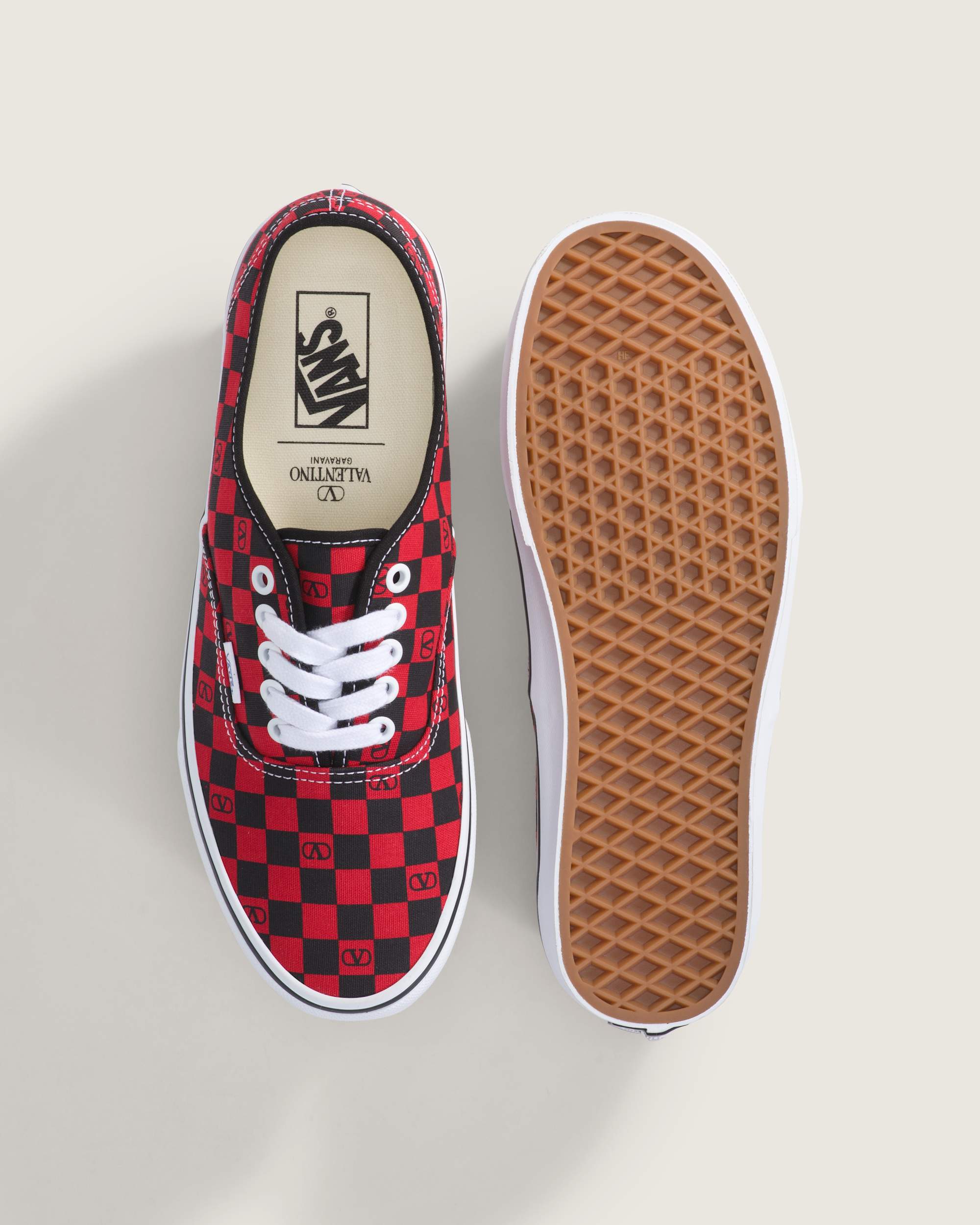 Valentino Garavani and Vans Authentic Checkerboard VANS Red ALT3