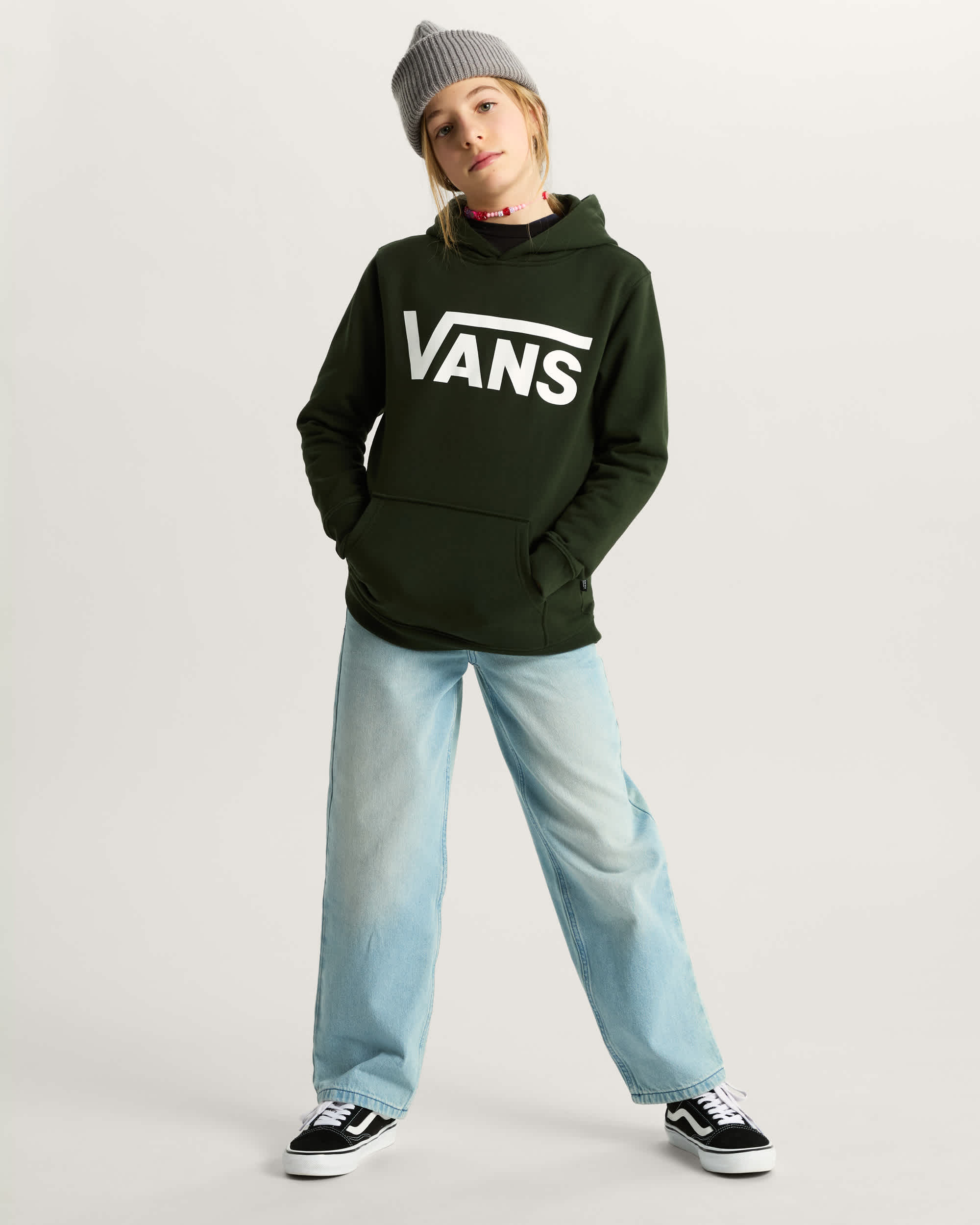 Sweat  capuche Vans Classic II Enfant 814 ans VANS Vert ALT5